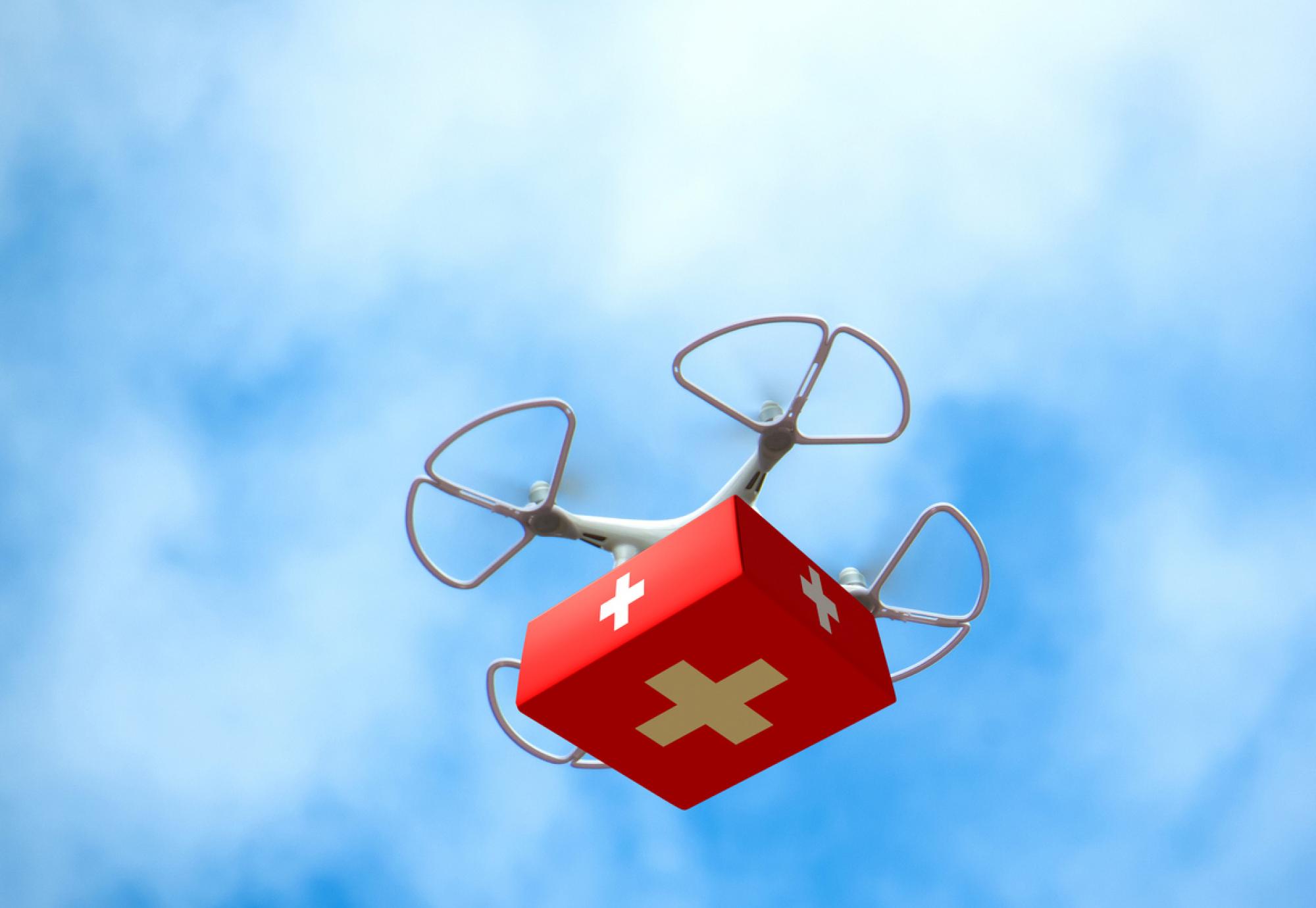 Medical drone depicting NHS Scotland's drone network