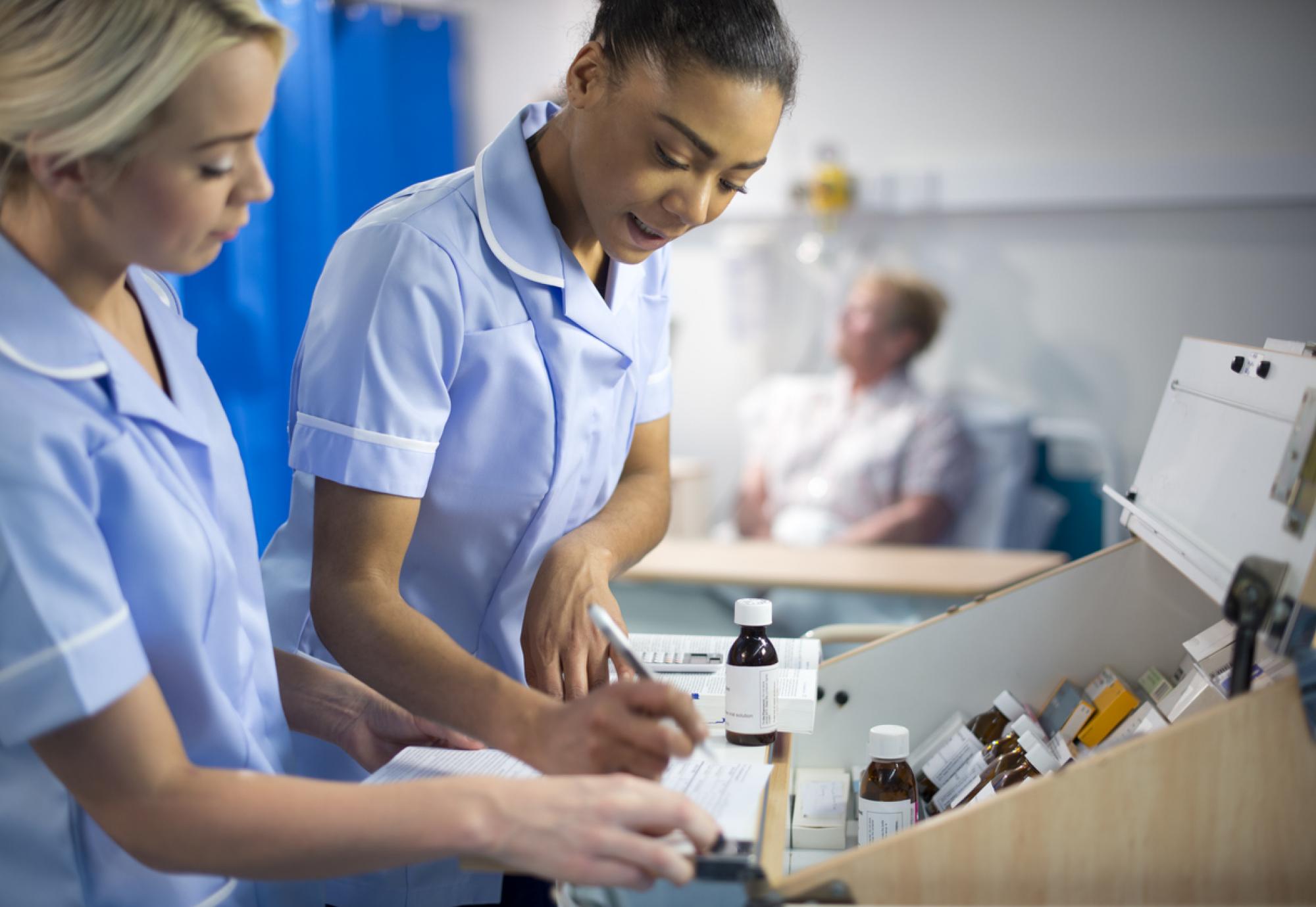 Image of a hospital dispensary depicting NHS England's new breast cancer treatment