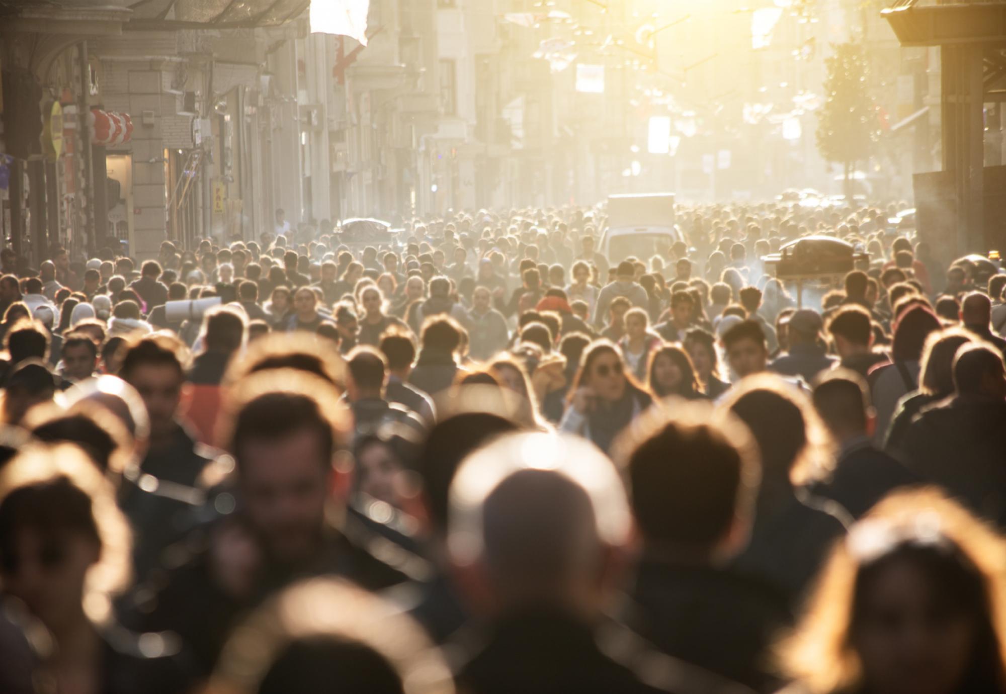 Image of a large crowd depicting public health