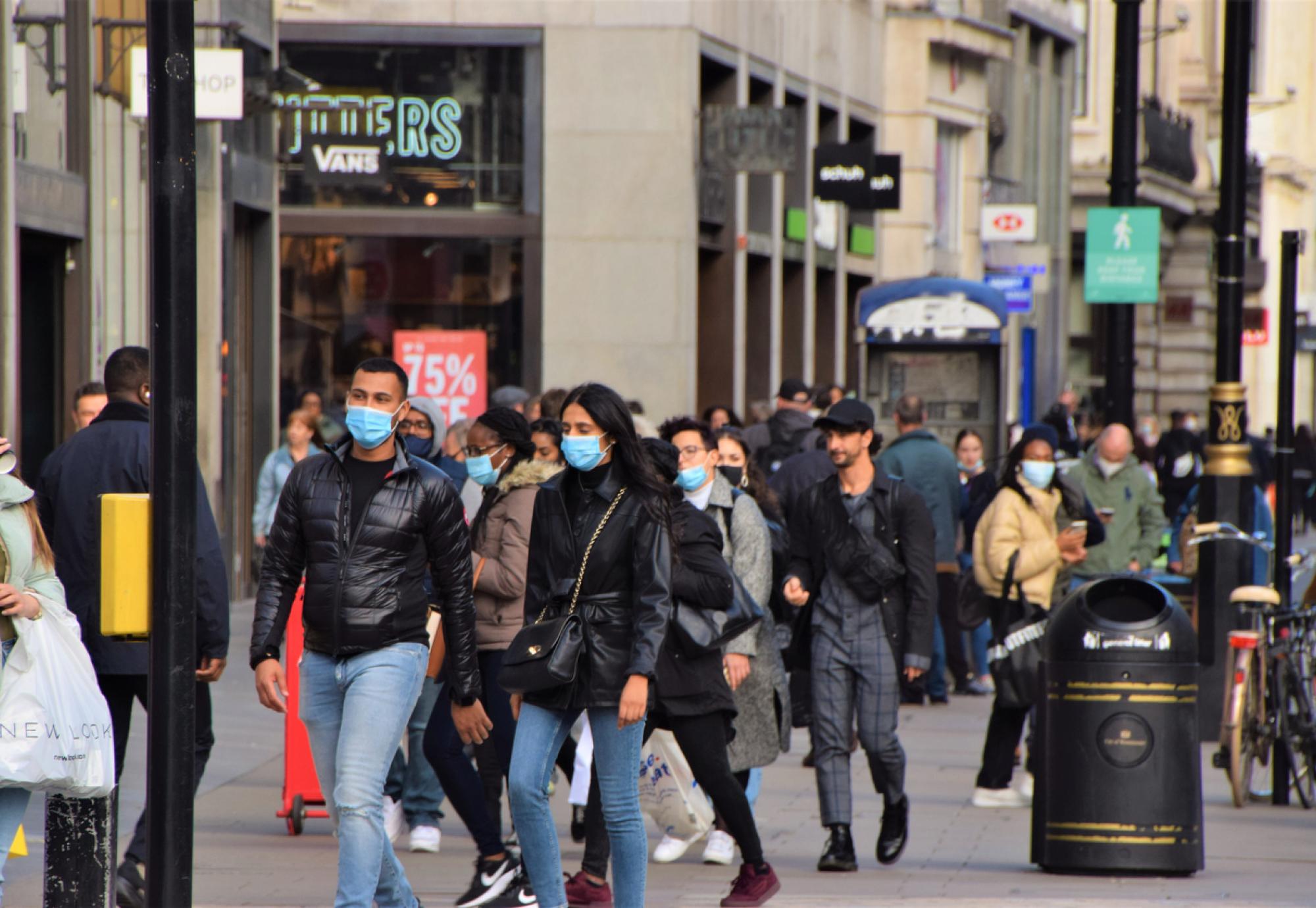 People walking round London during Covid