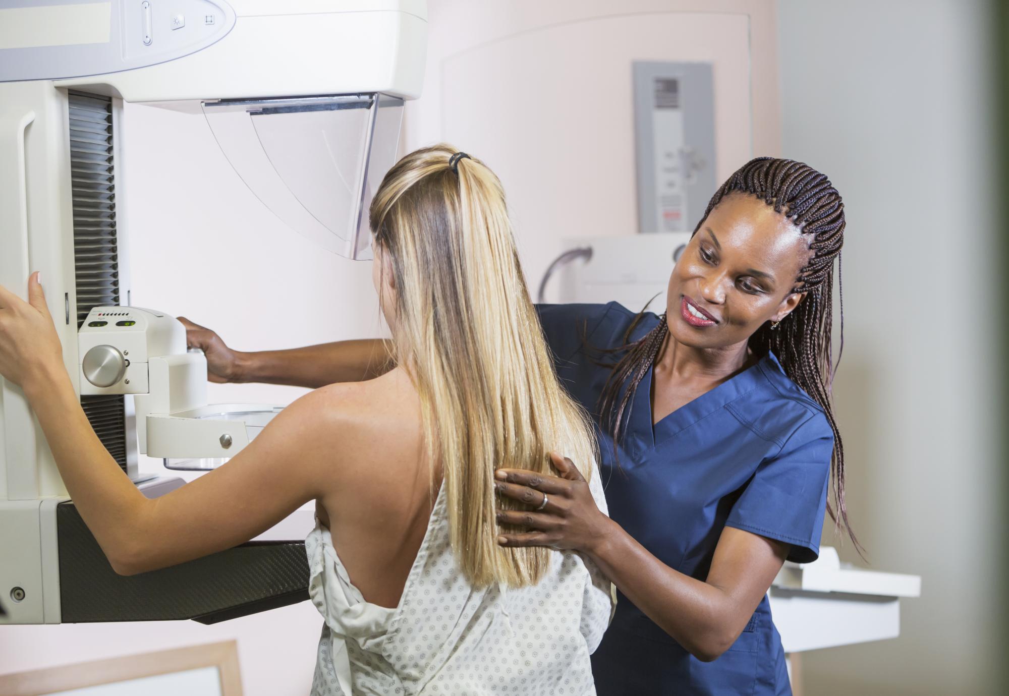 Woman having a mammogram