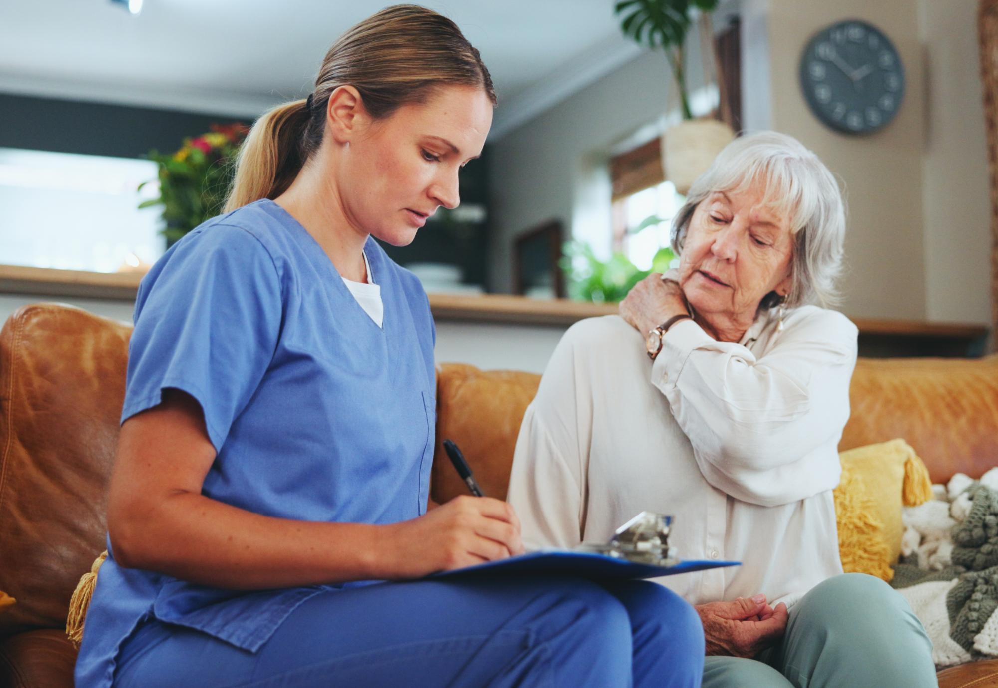 Older woman receiving care at home