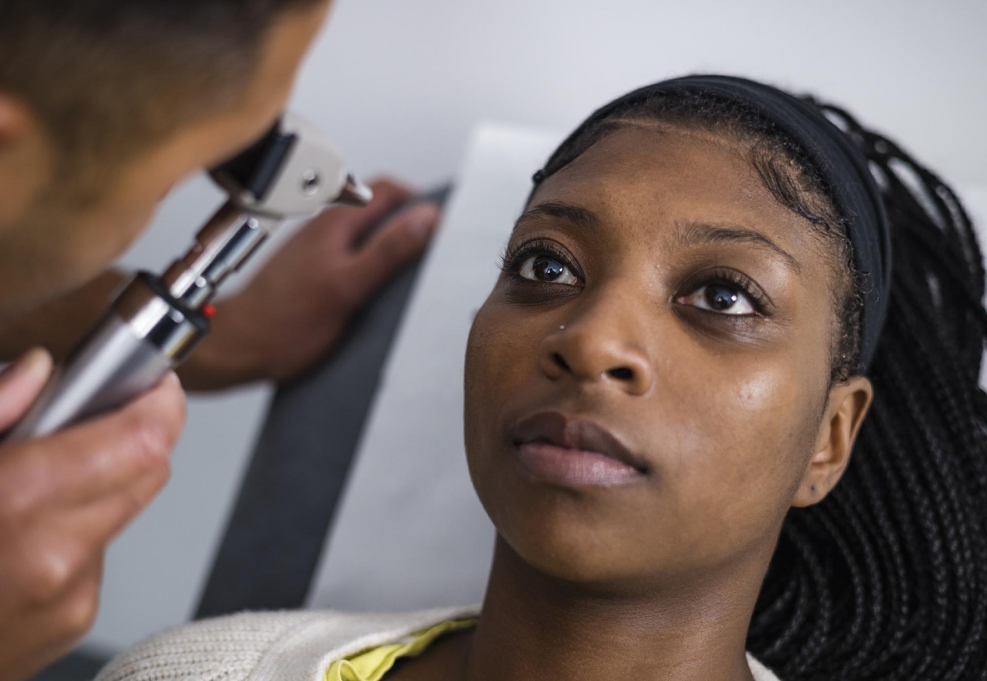 Patient getting an eye test