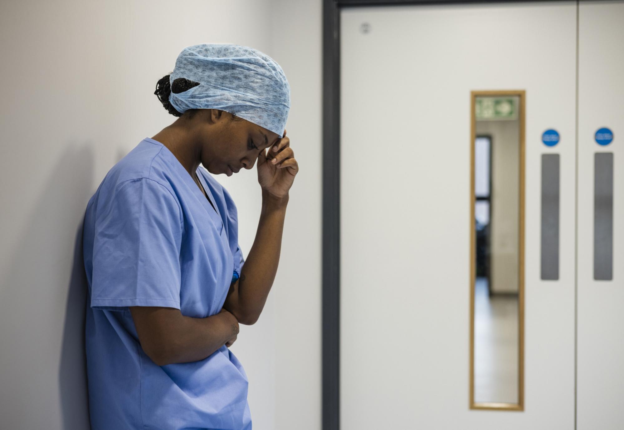 Nurse looking unhappy
