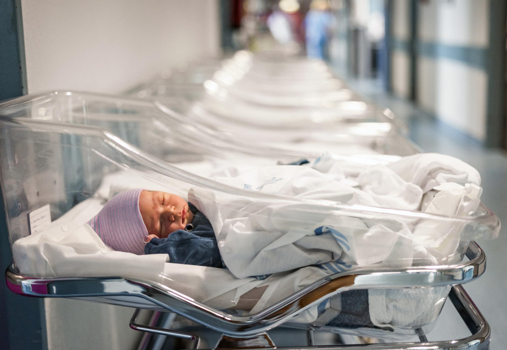 Newborn baby boy in hospital