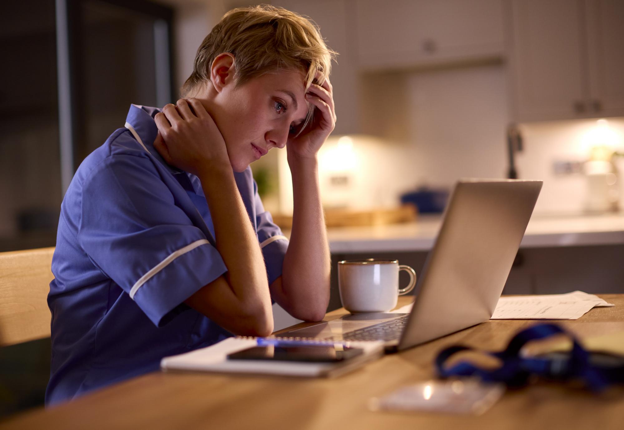 A tired NHS worker