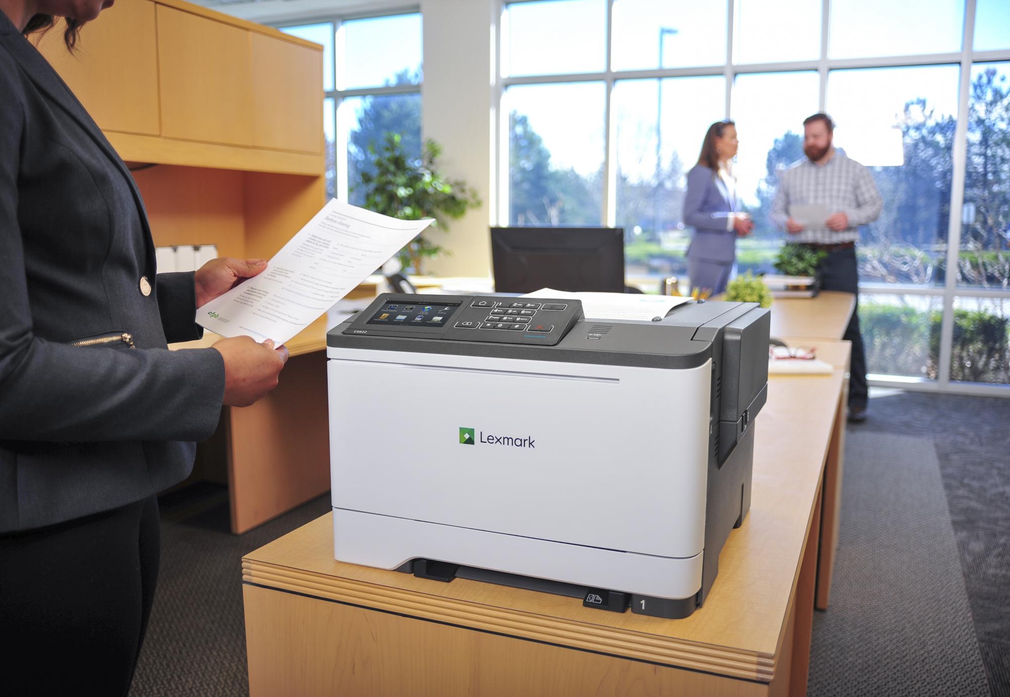 Woman using a printer