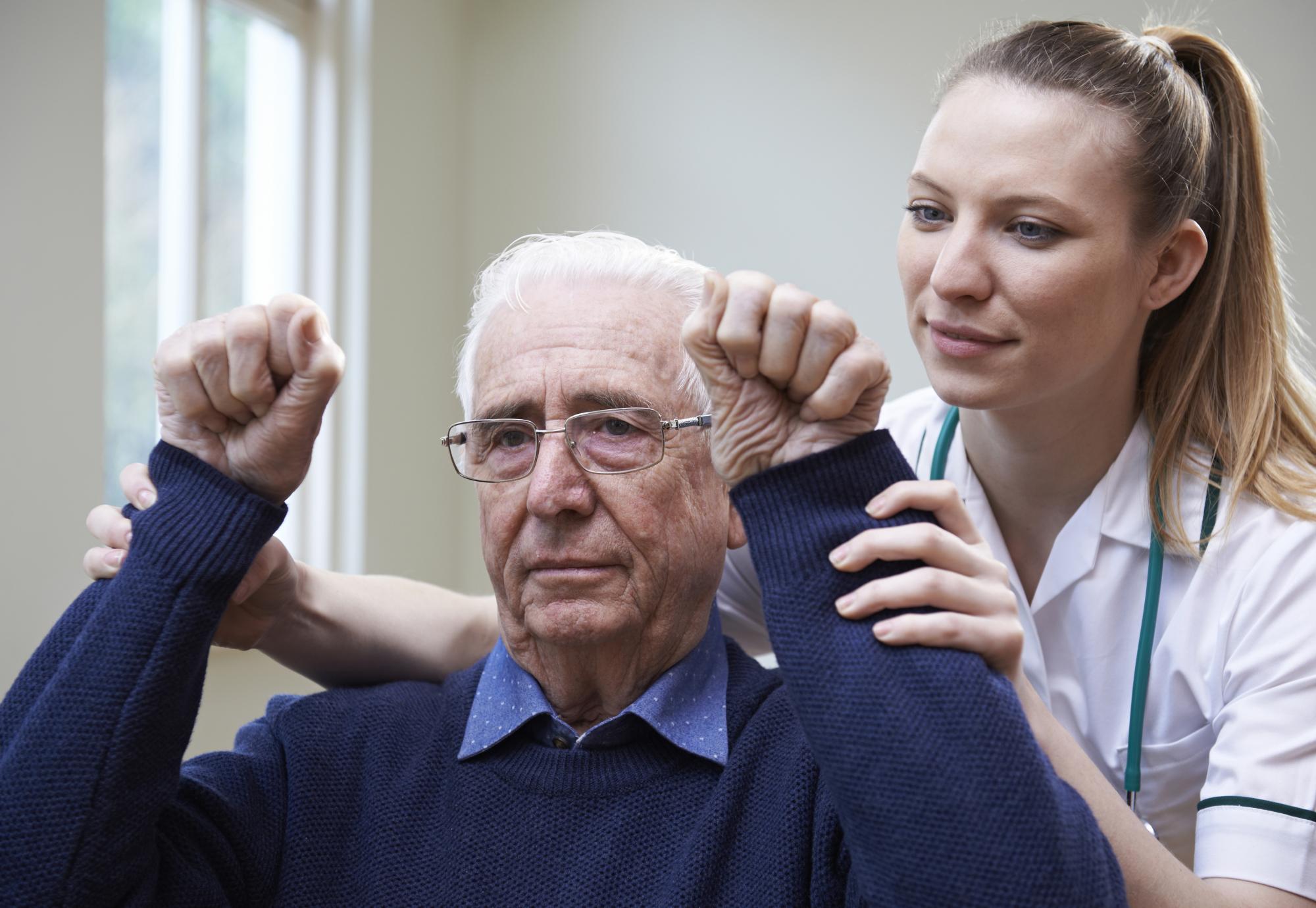 Stroke victim with nurse