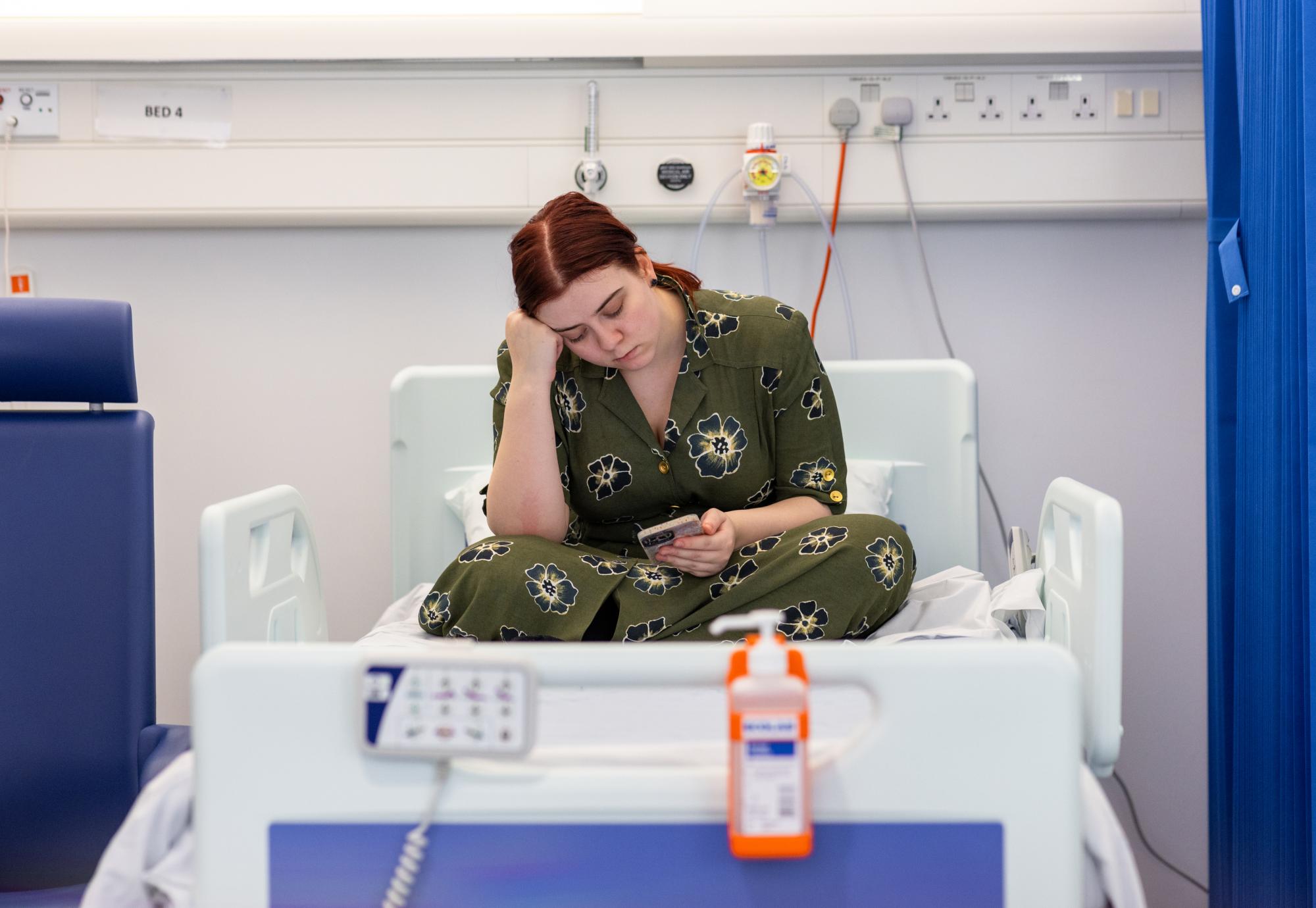 Young NHS patient looking unhappy