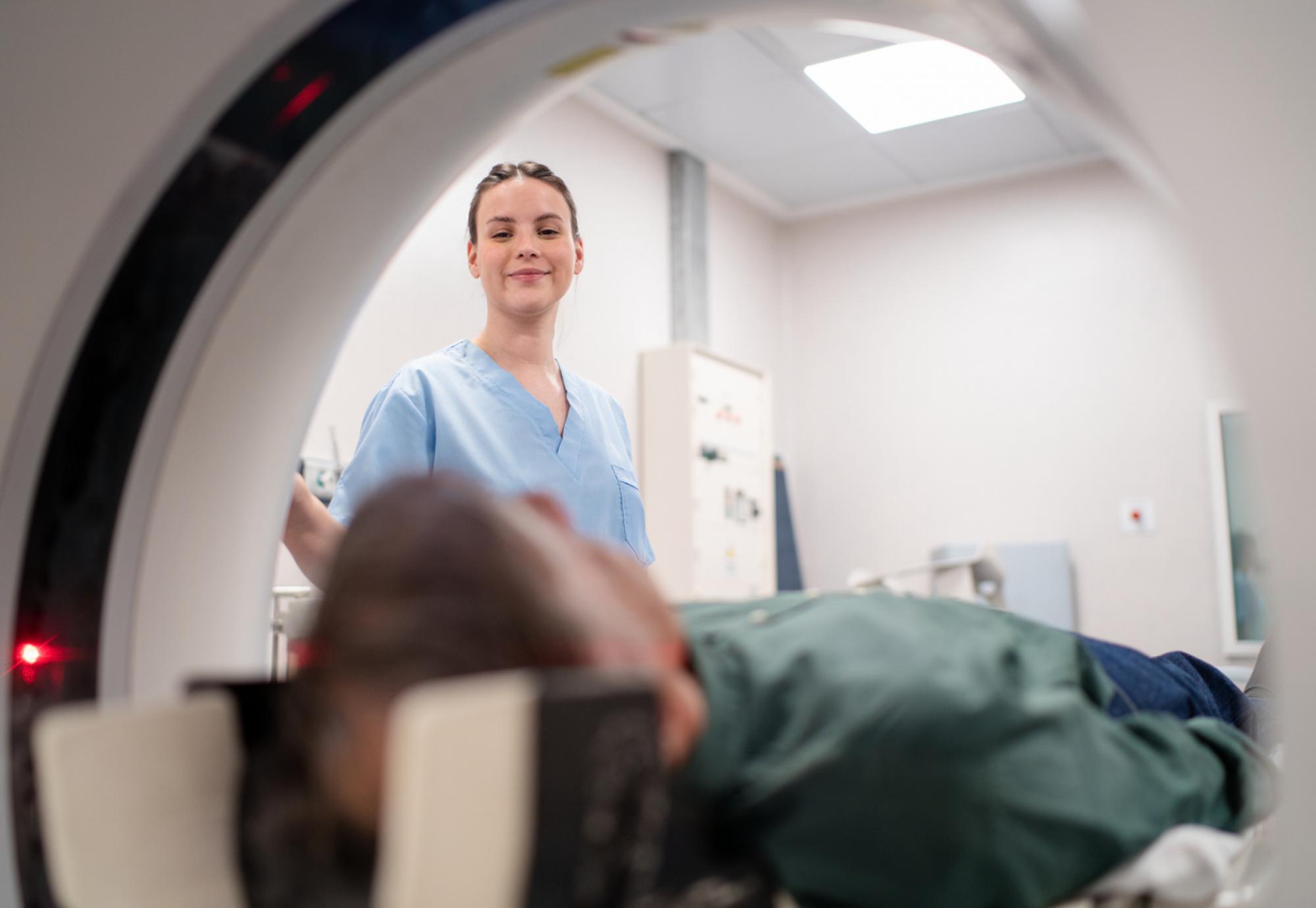 Man in an MRI machine
