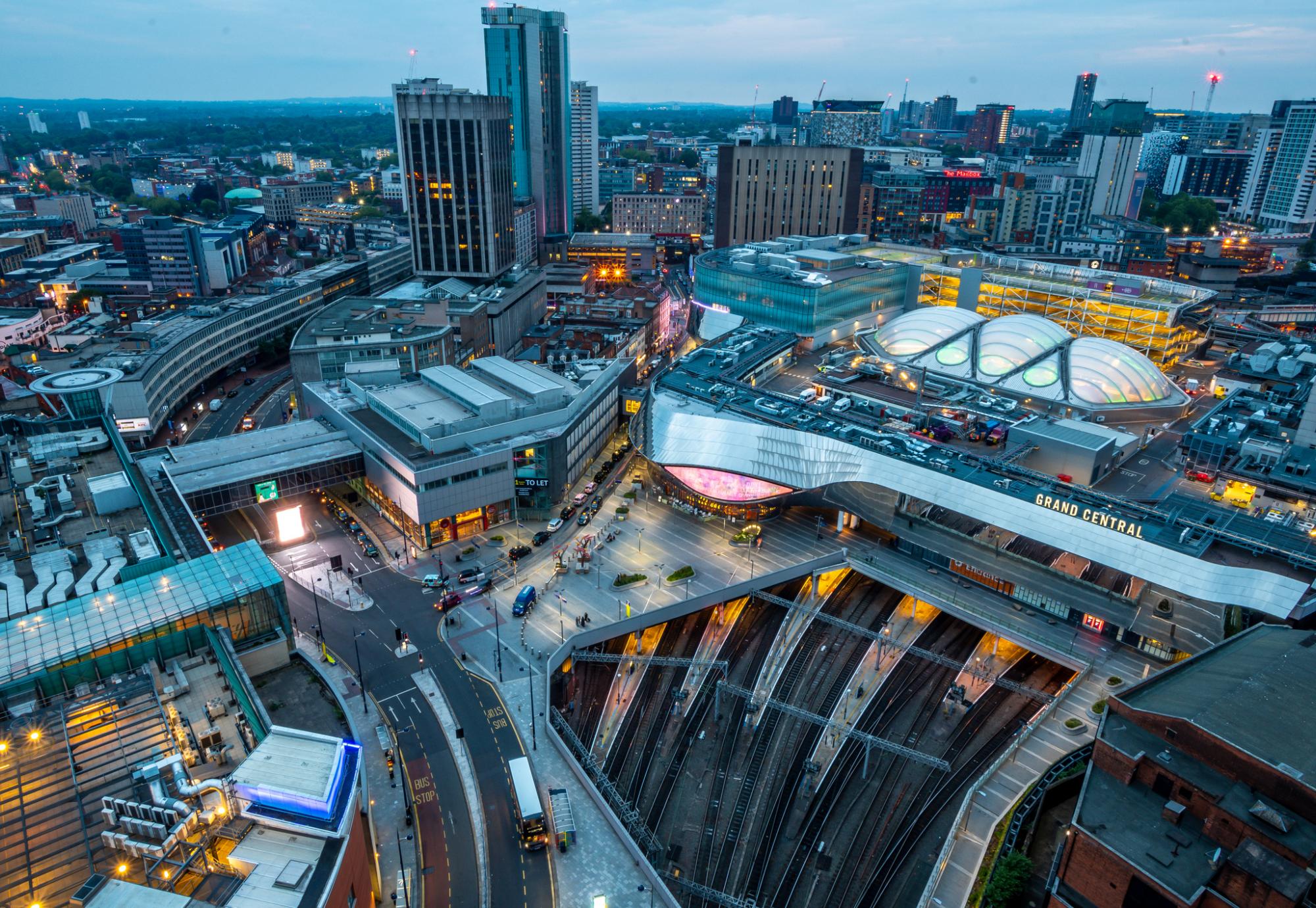 Aerial view of the city of Birmingham