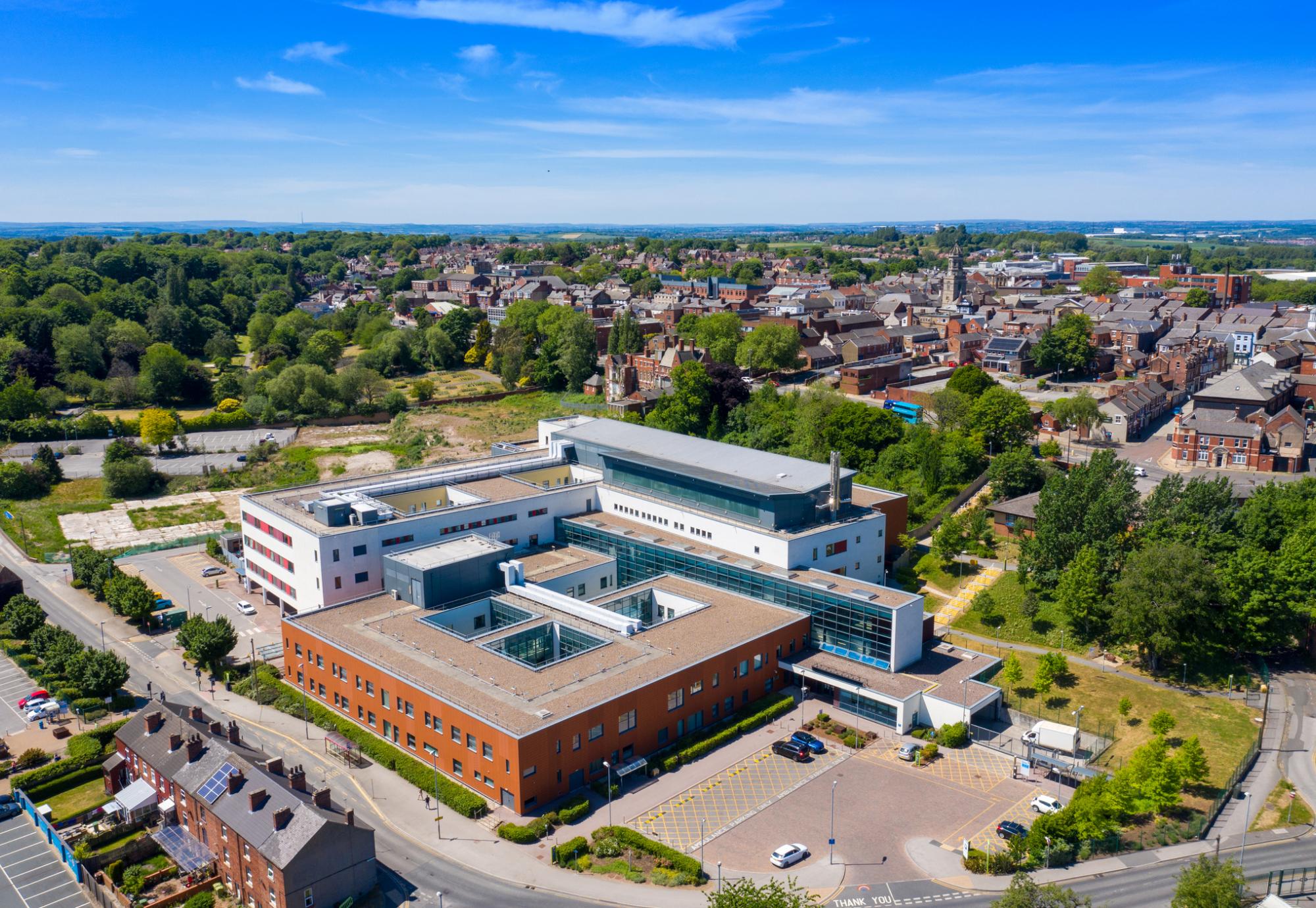 Aerial view of the pontefract hospital site