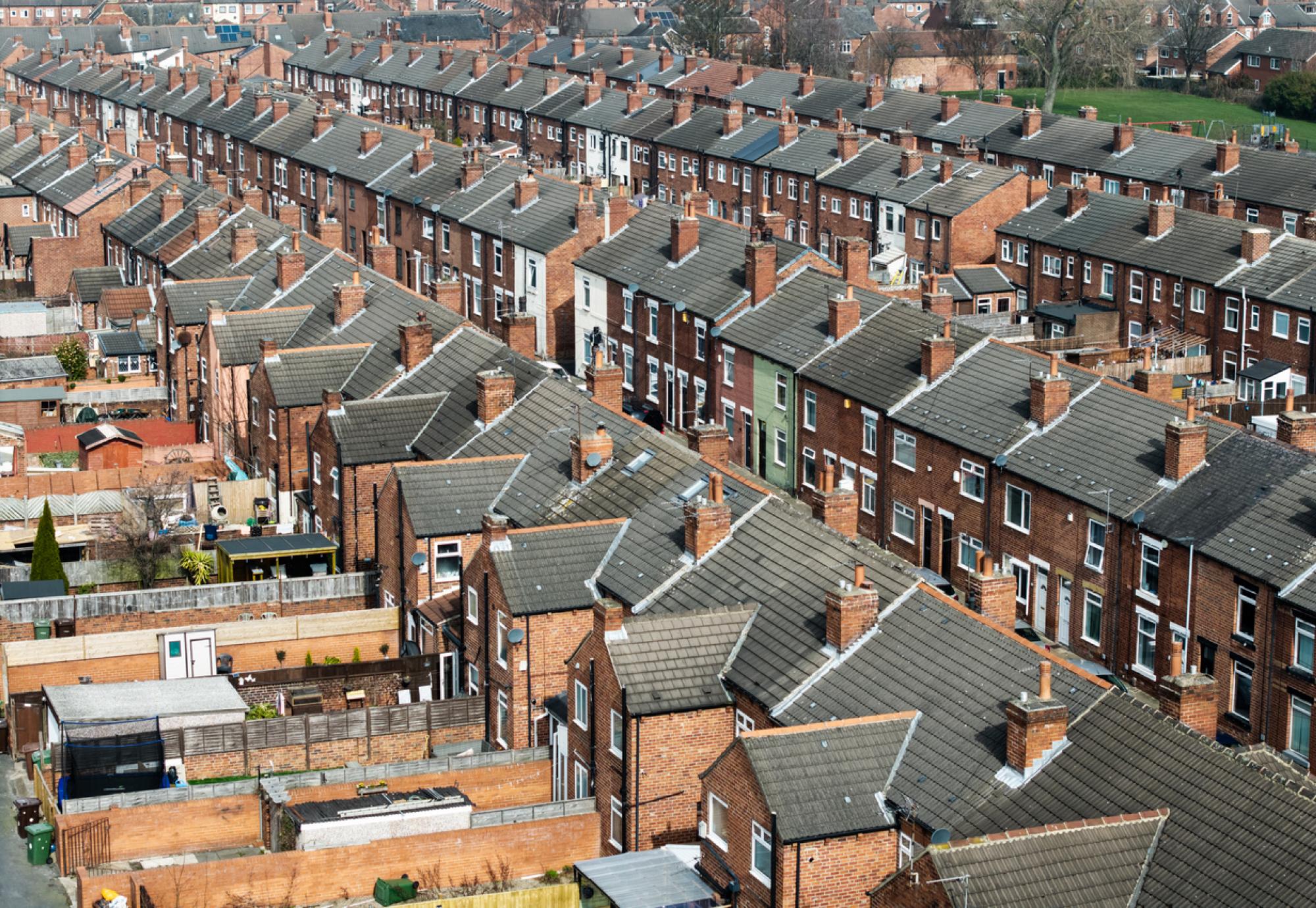 back to back terraced houses on a large council estate