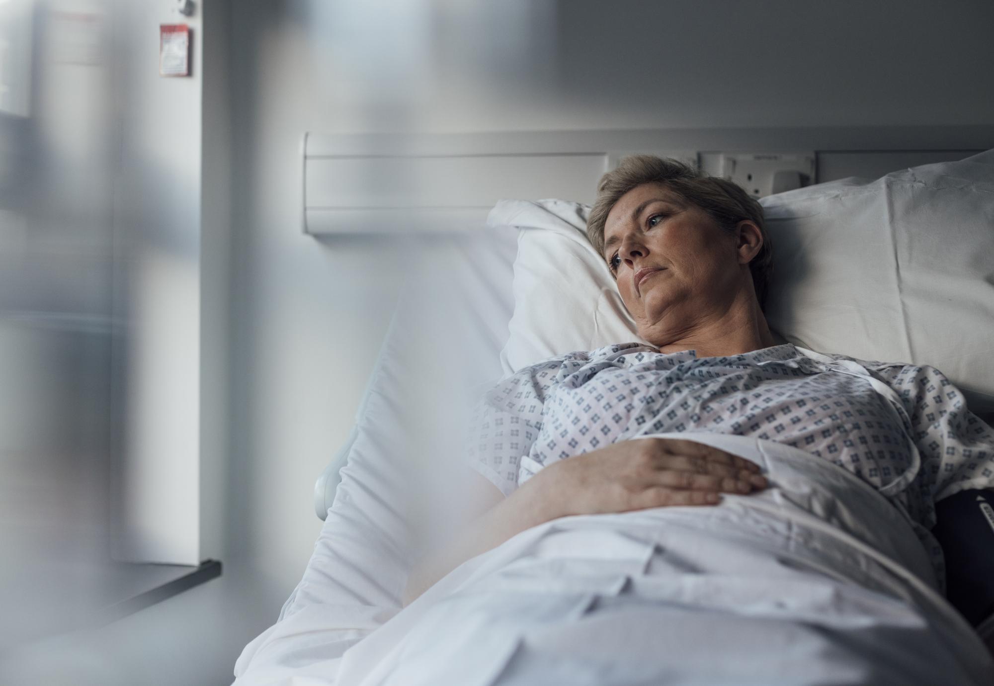 Hospital patient in bed