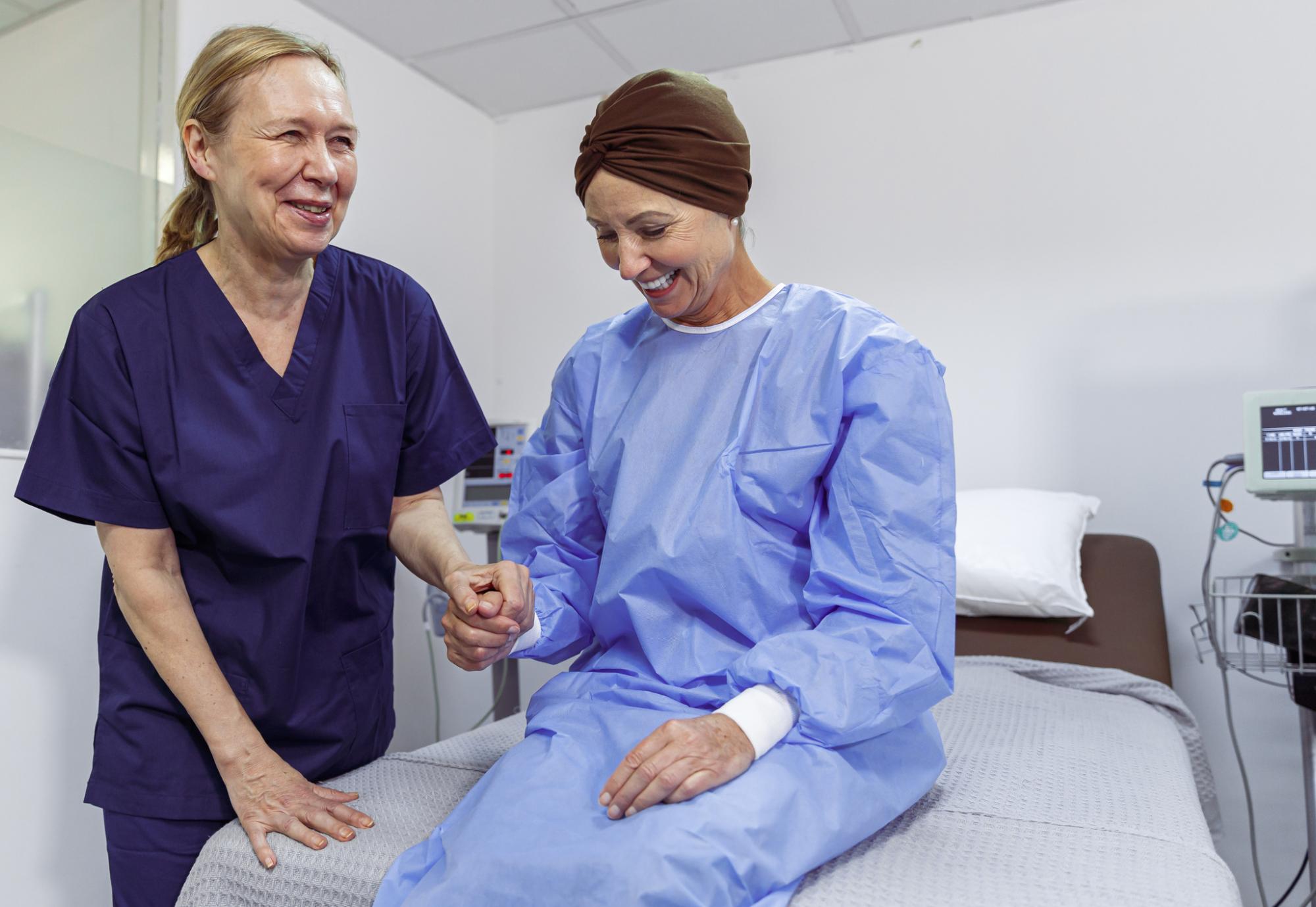 Woman with cancer in hospital