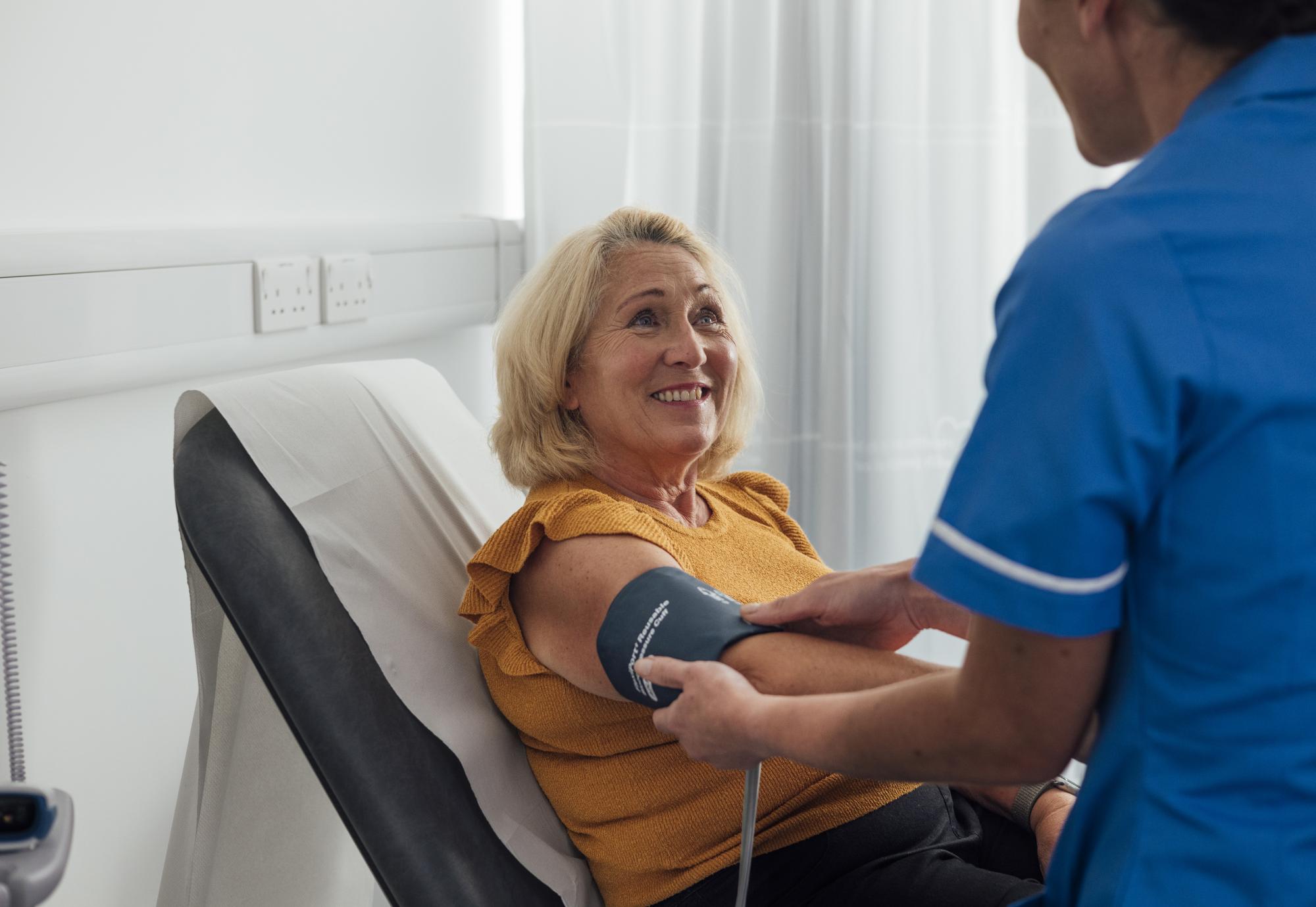 Patient has blood pressure checked