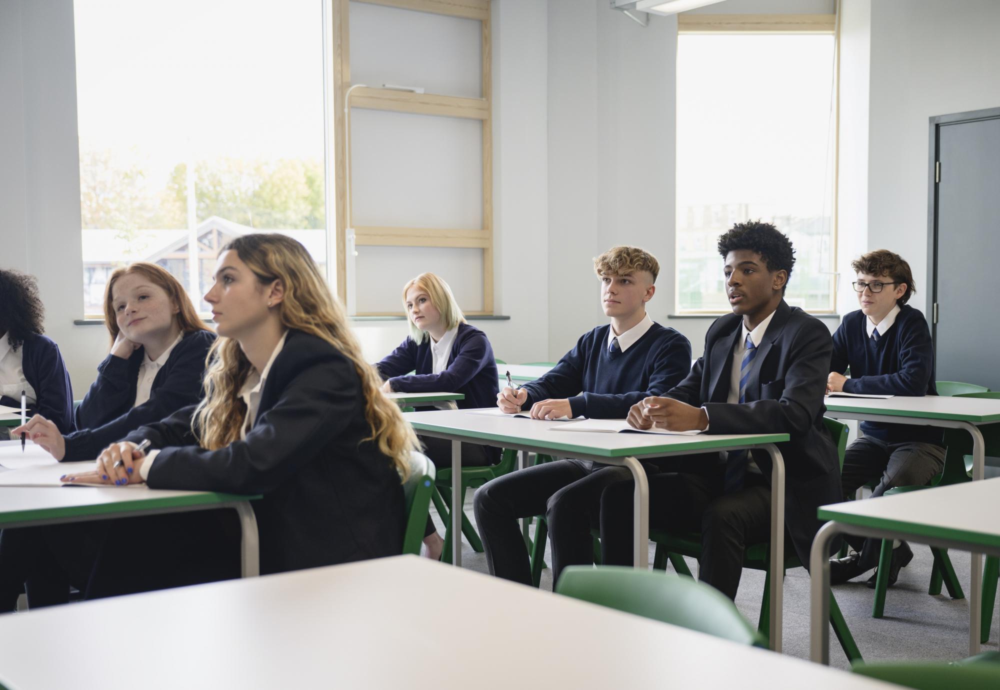 teenagers in secondary classroom