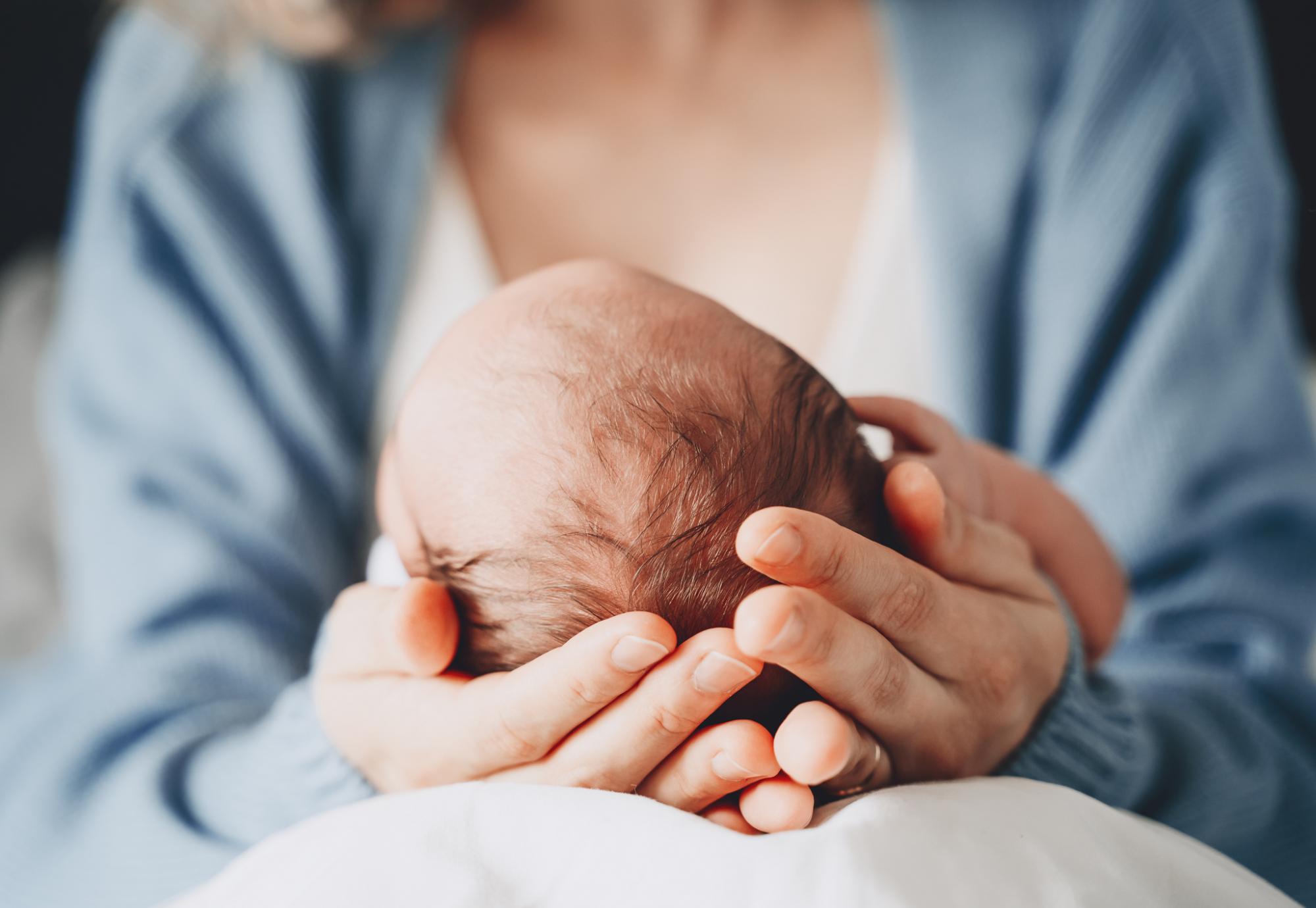 Newborn baby in mother's hands