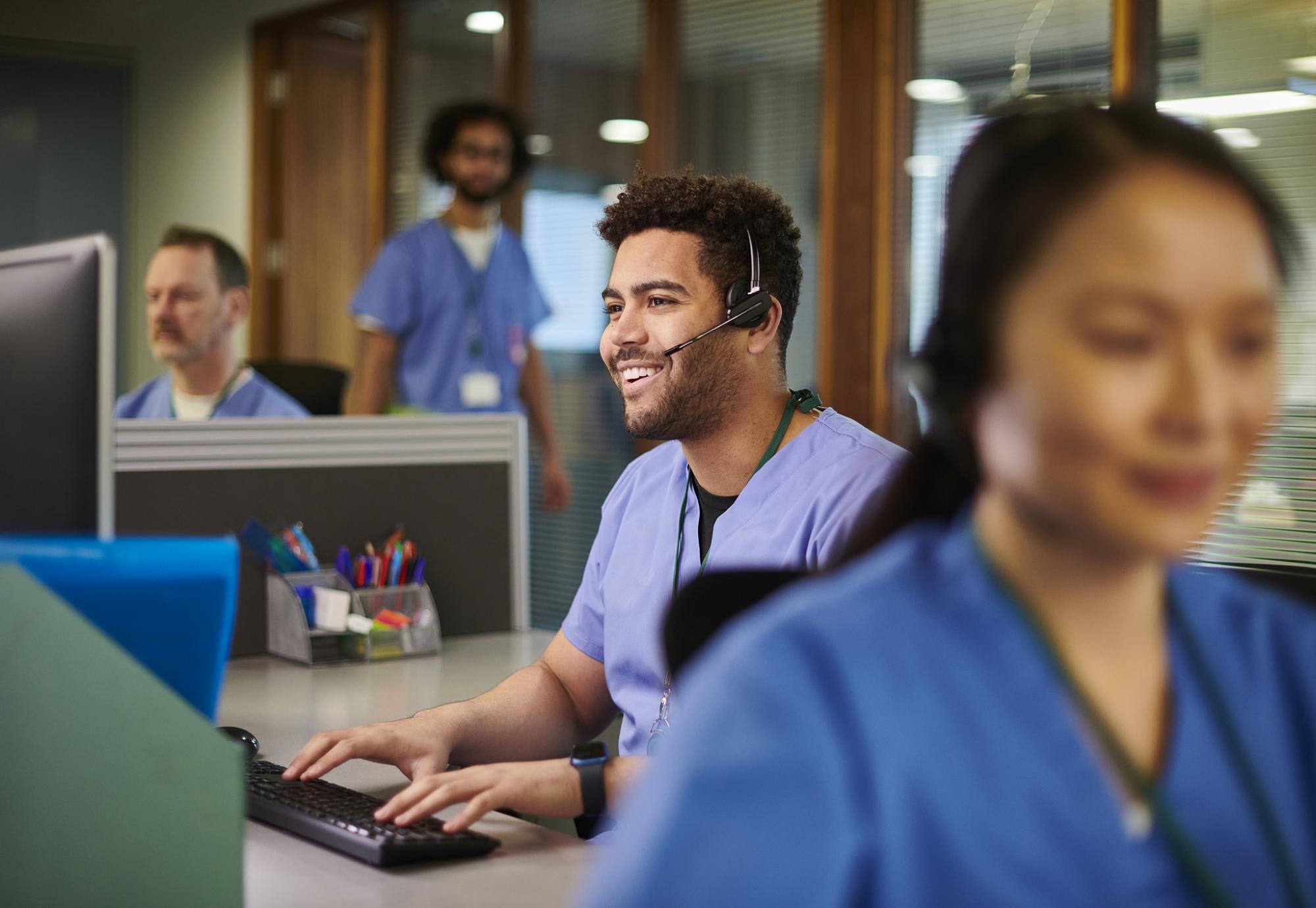 Nurse using a computer
