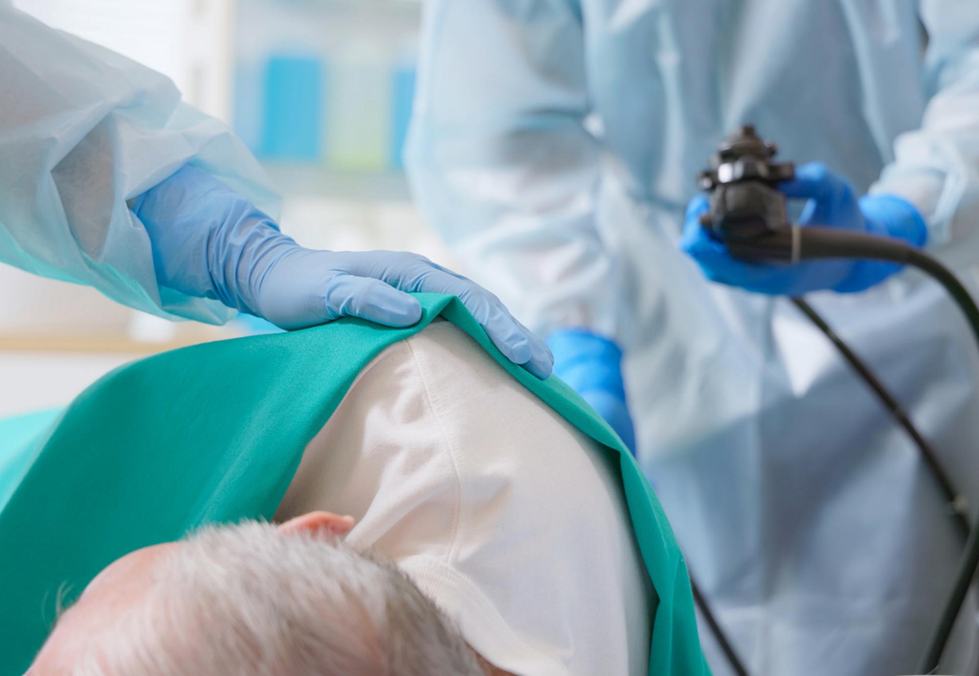 Man undergoing a colonoscopy