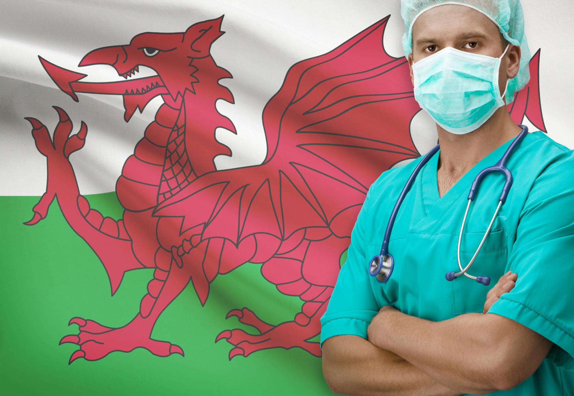 Welsh Flag and Healthcare Worker