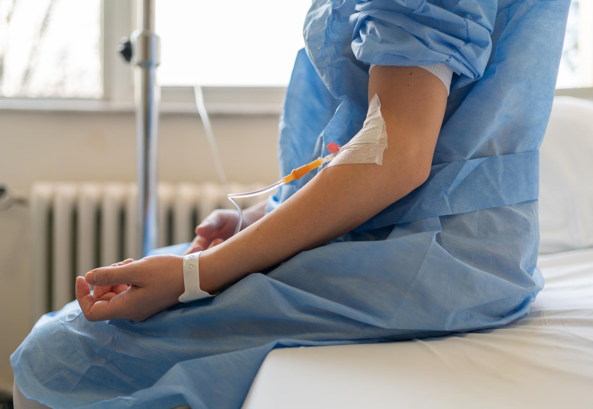 Cancer patient on a drip