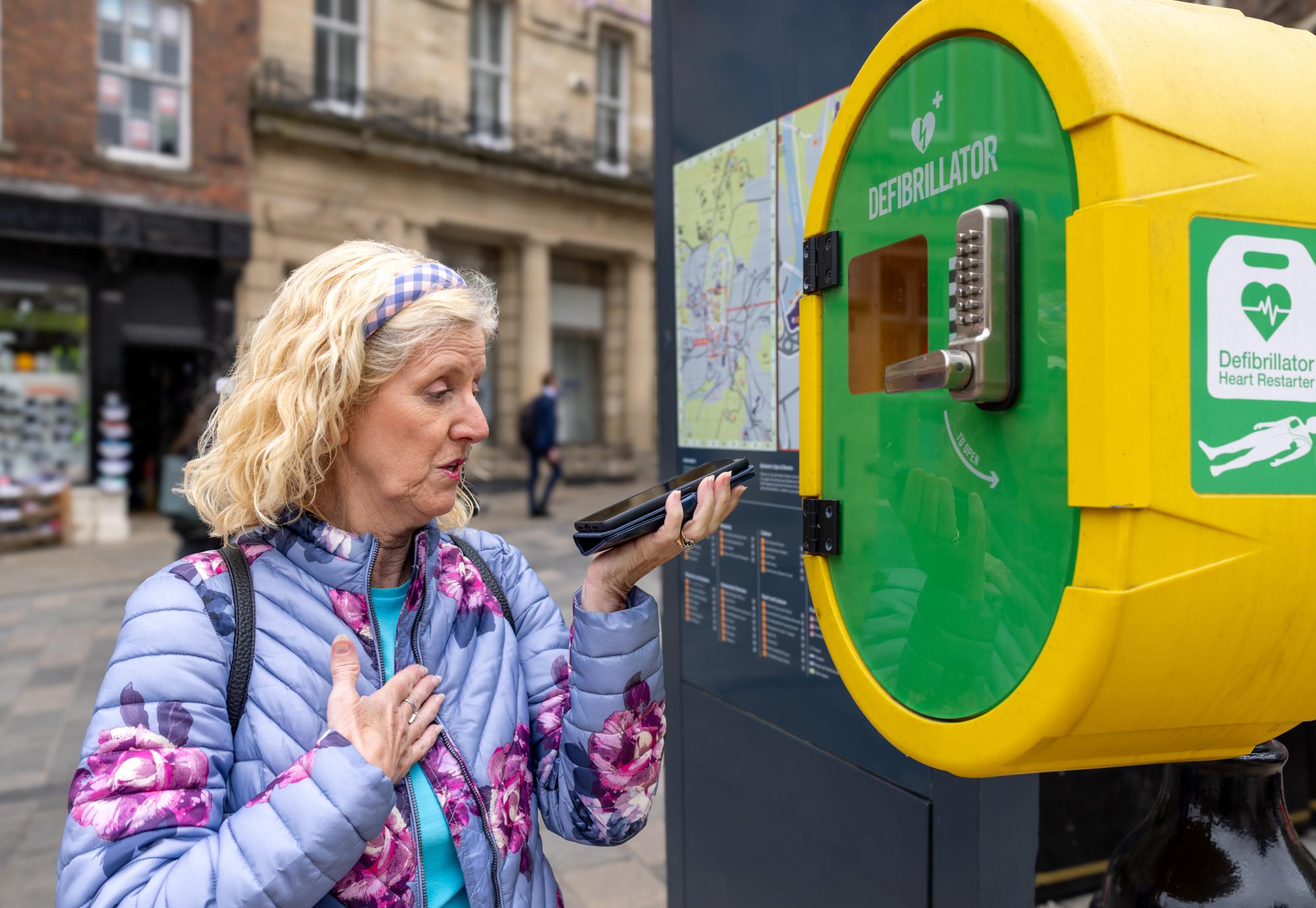Person with a defibrillator