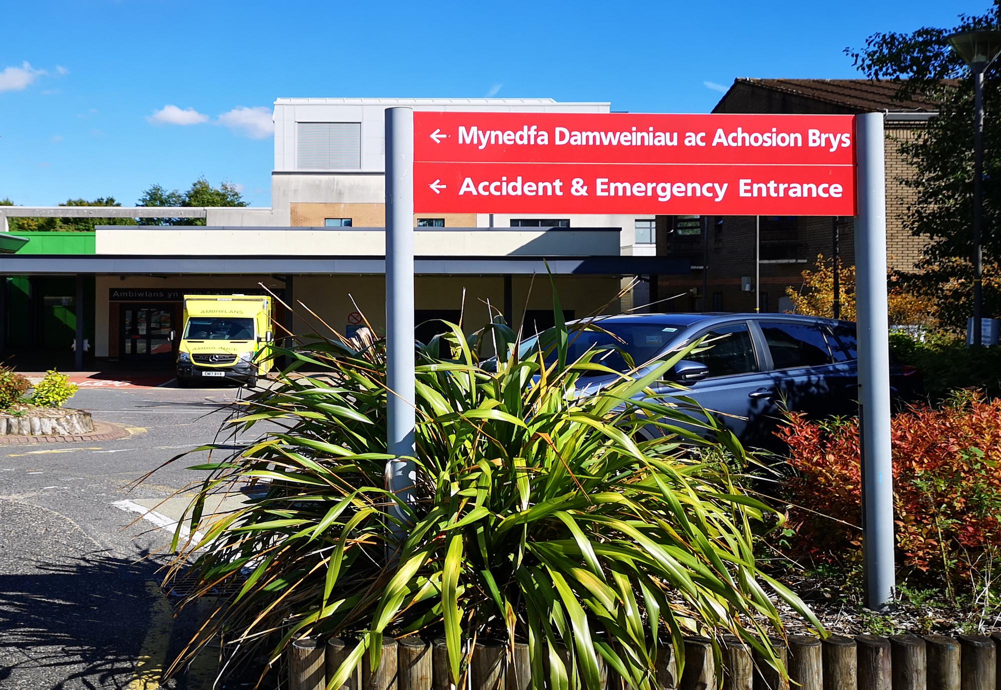 Sign at a Welsh hospital
