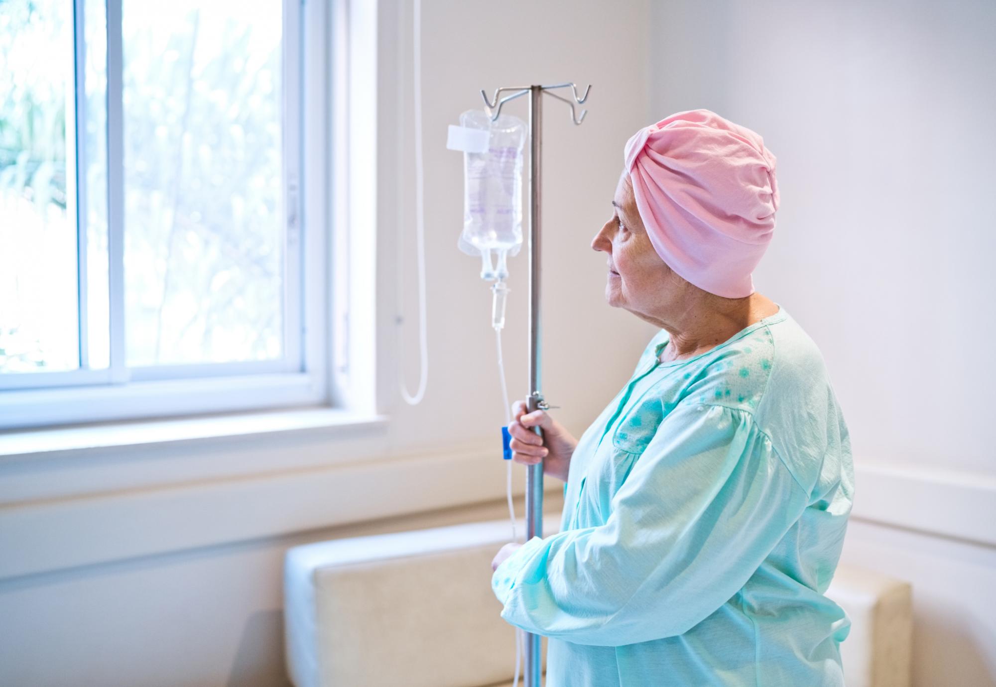 Woman with cancer on hospital ward