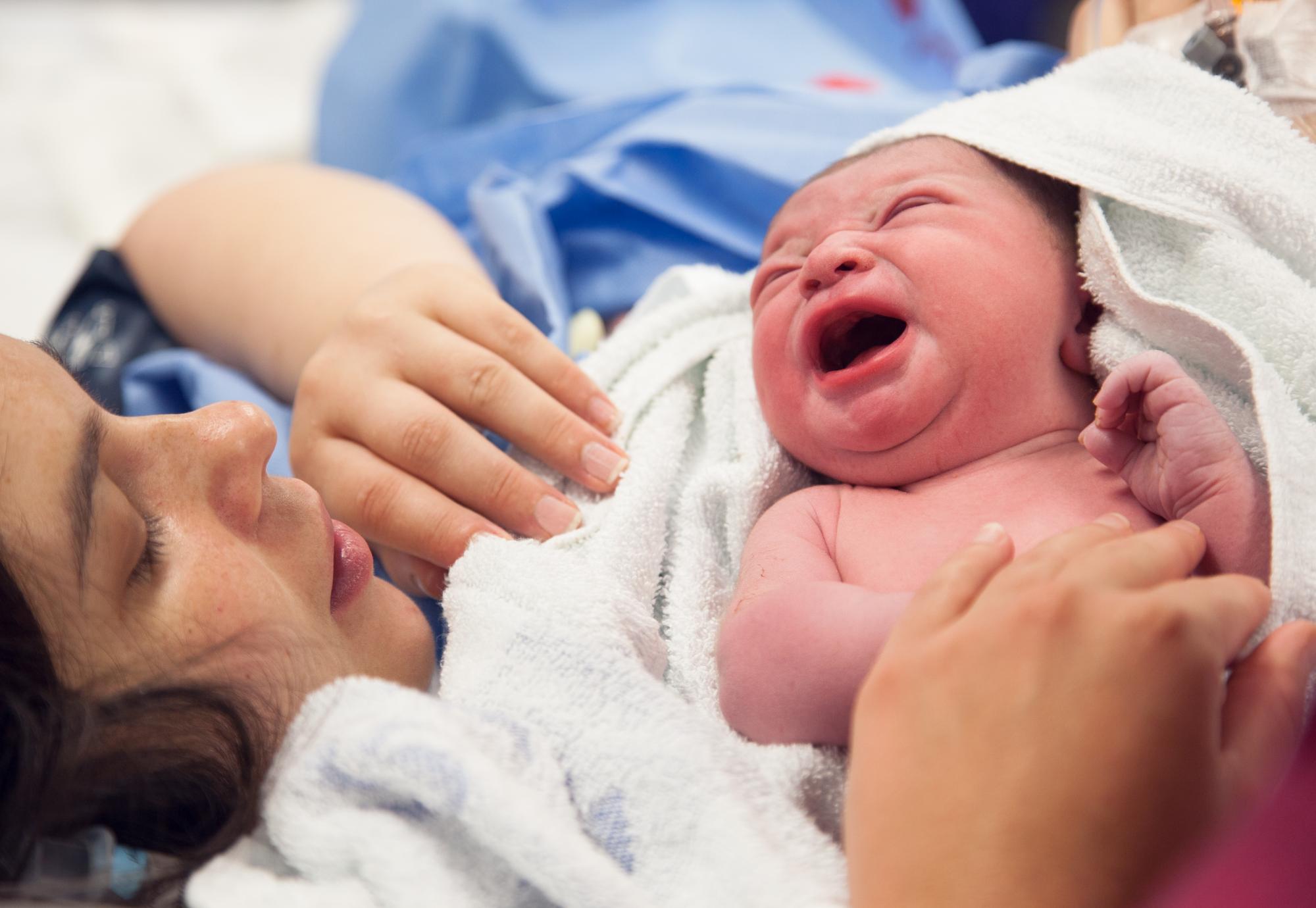 Newborn baby and mum