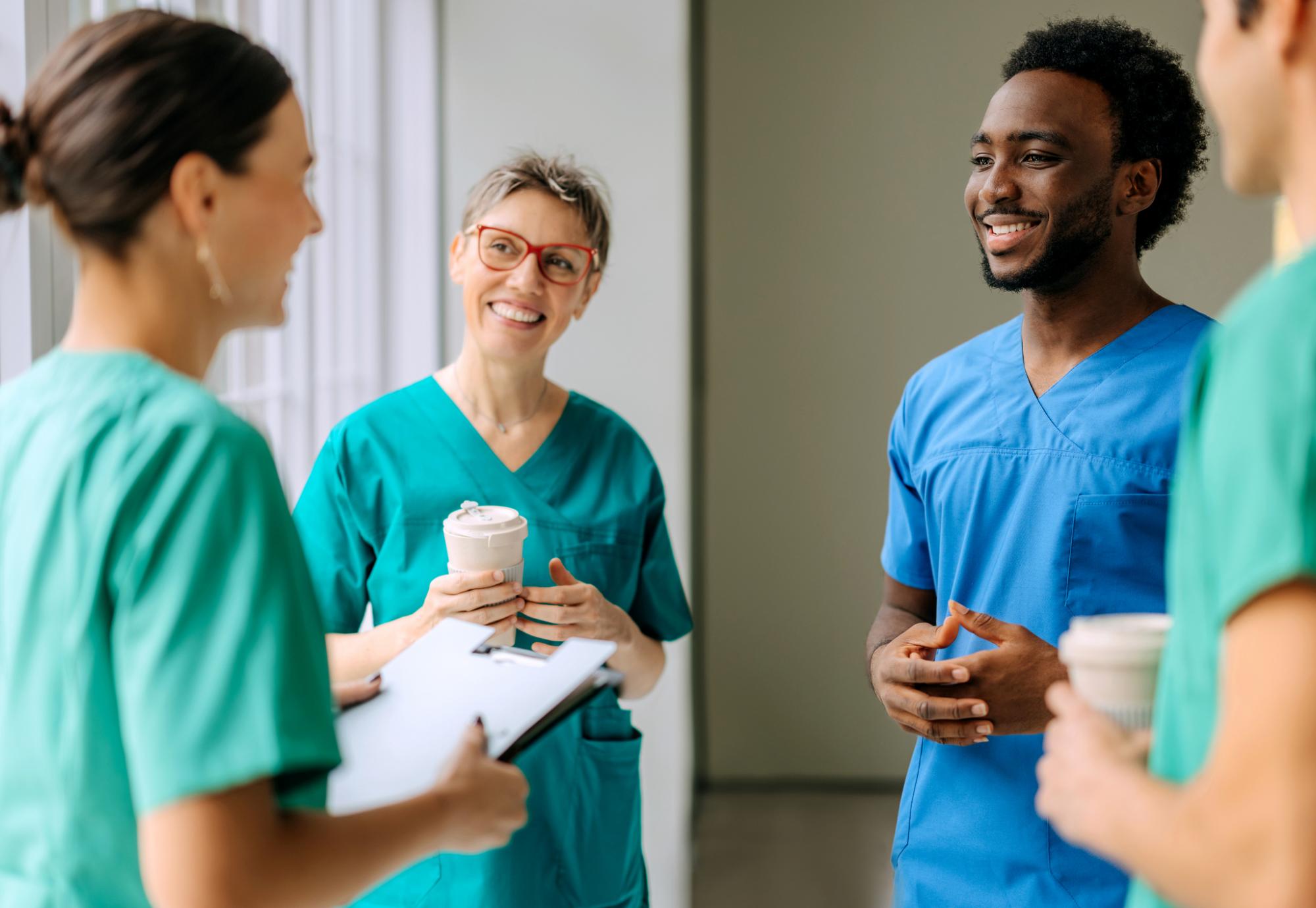 NHS workers talking