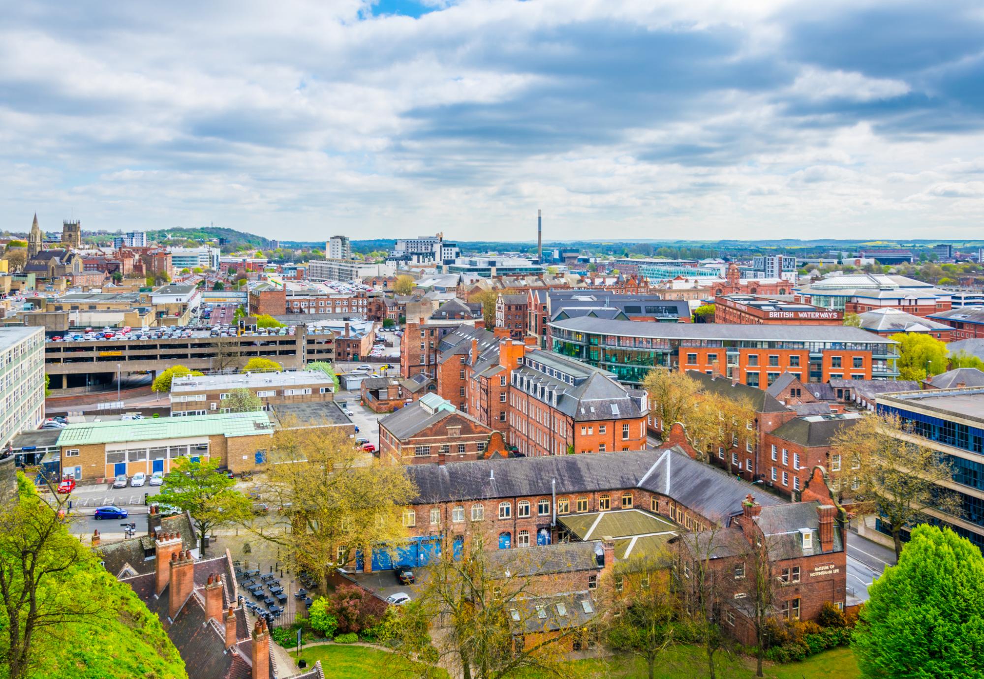 Aerial view of Nottingham