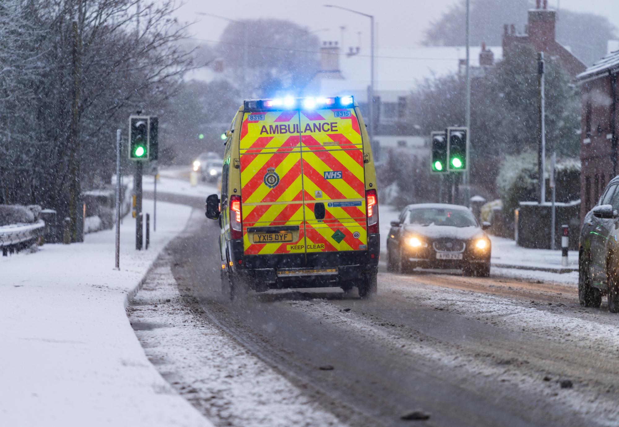 Ambulance on a snowy day