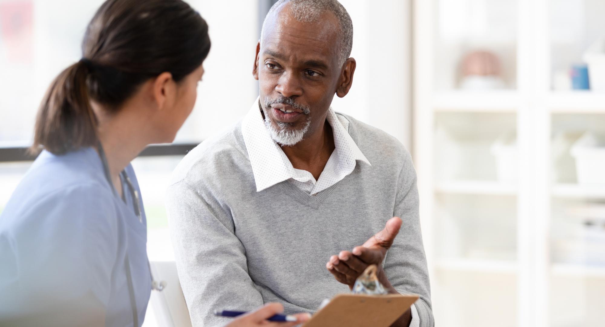 Patient chatting with a clinical professional