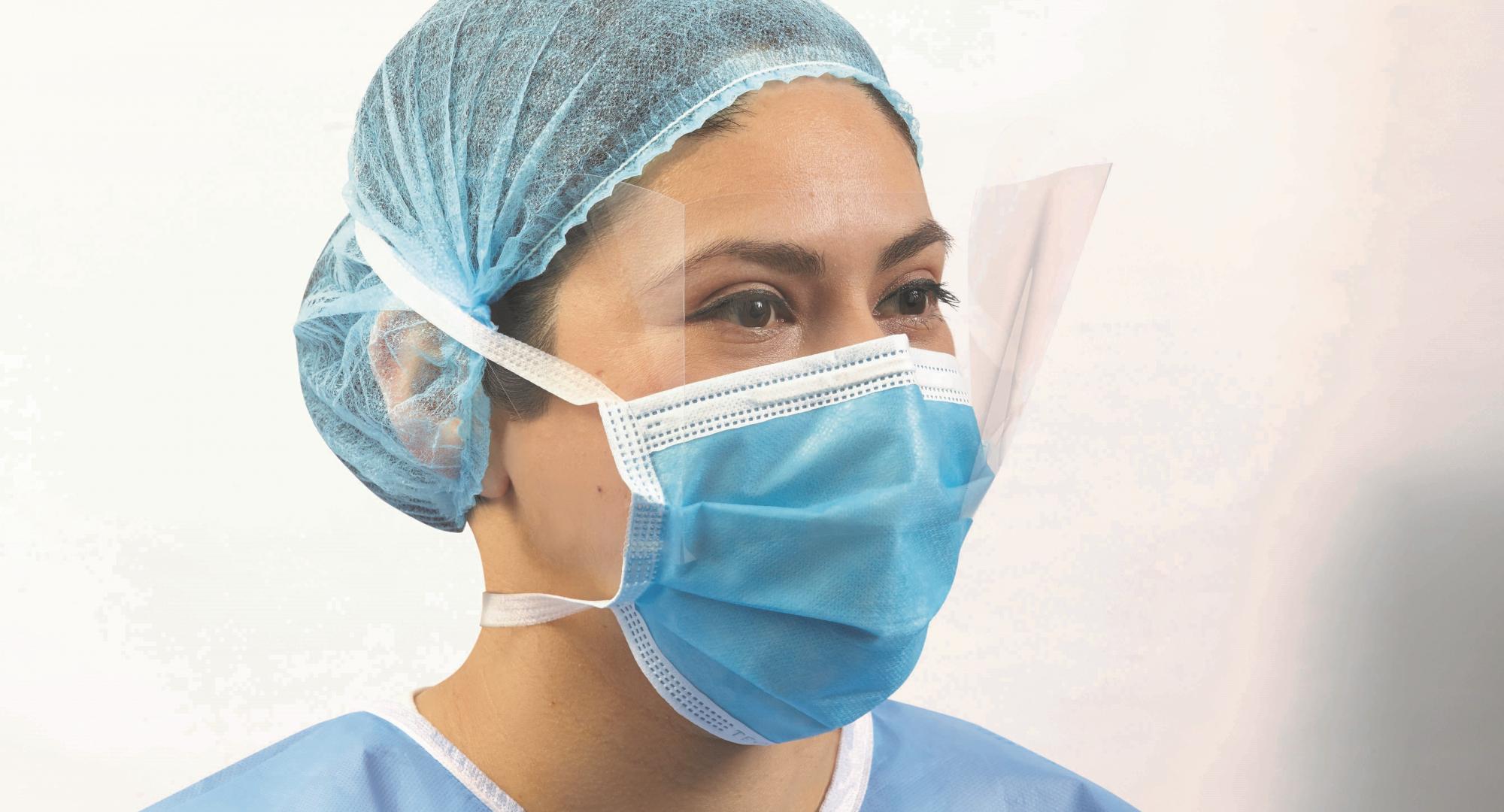 Health professional wearing a face mask
