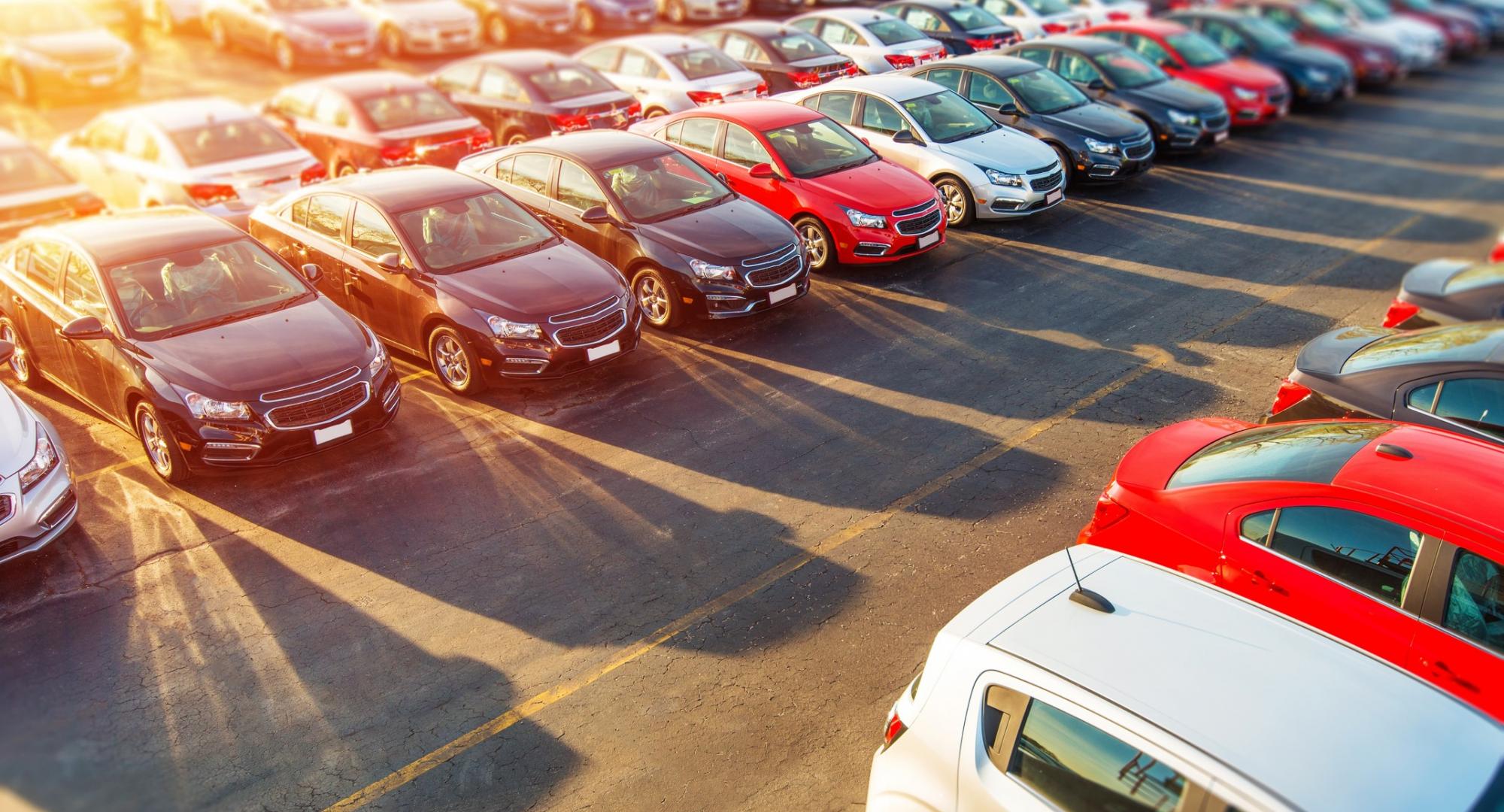 Car park in golden hour sunlight