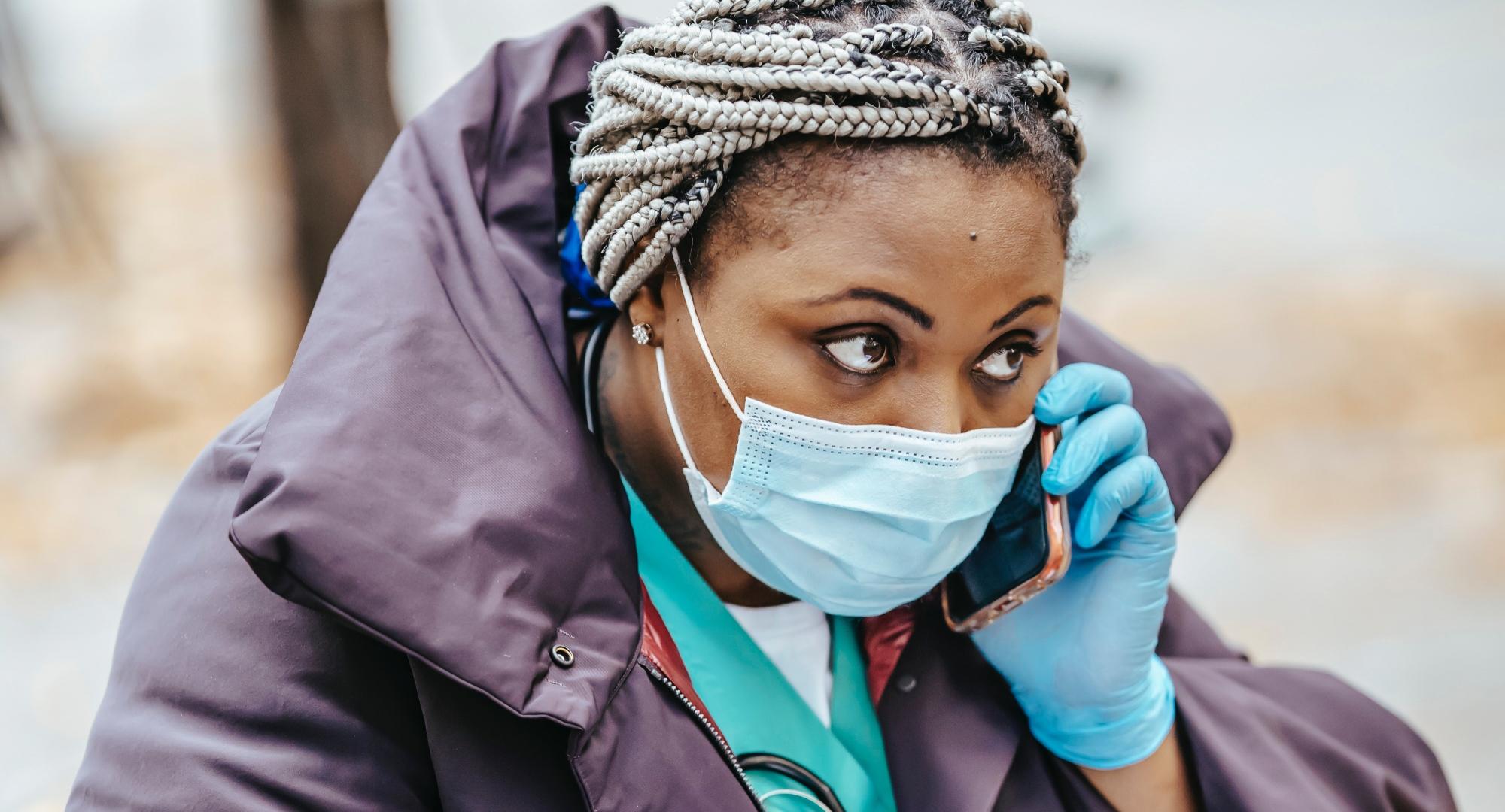 Health worker on the phone