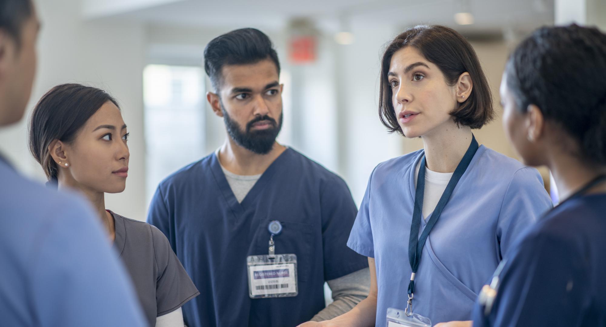 Nurses talking during a ward round