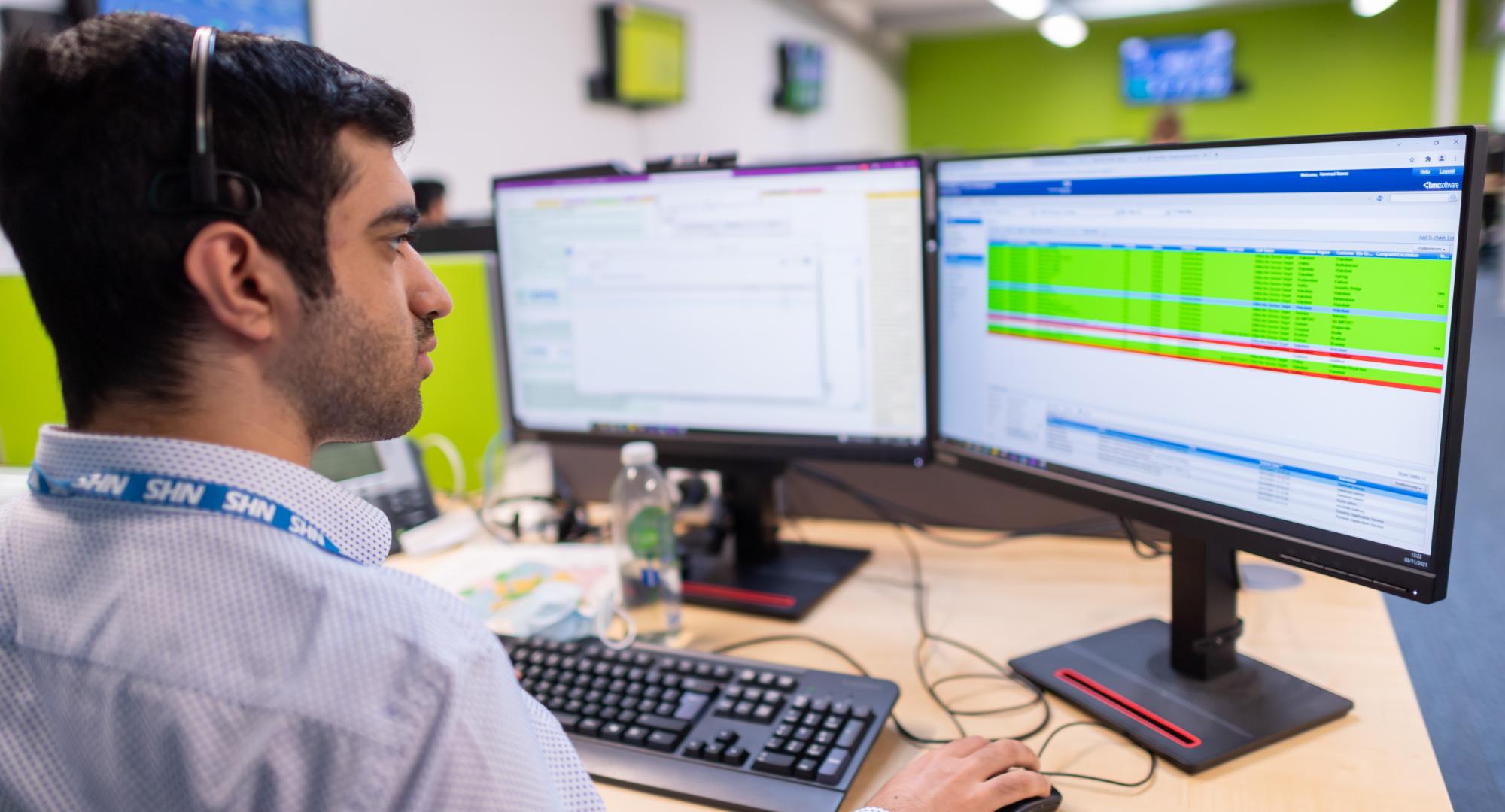 Employee working on a computer