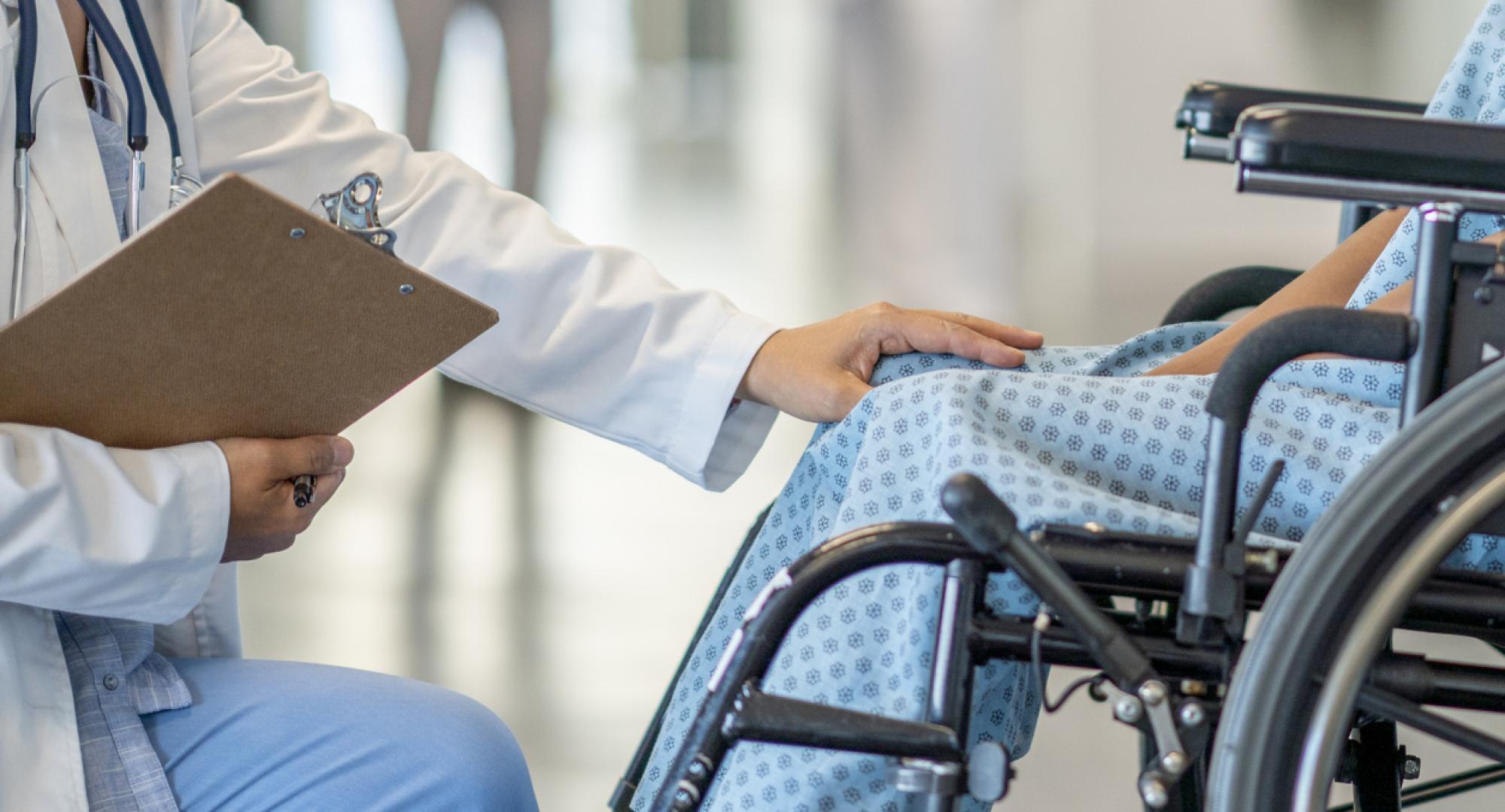 Girl in a wheelchair gets treatment