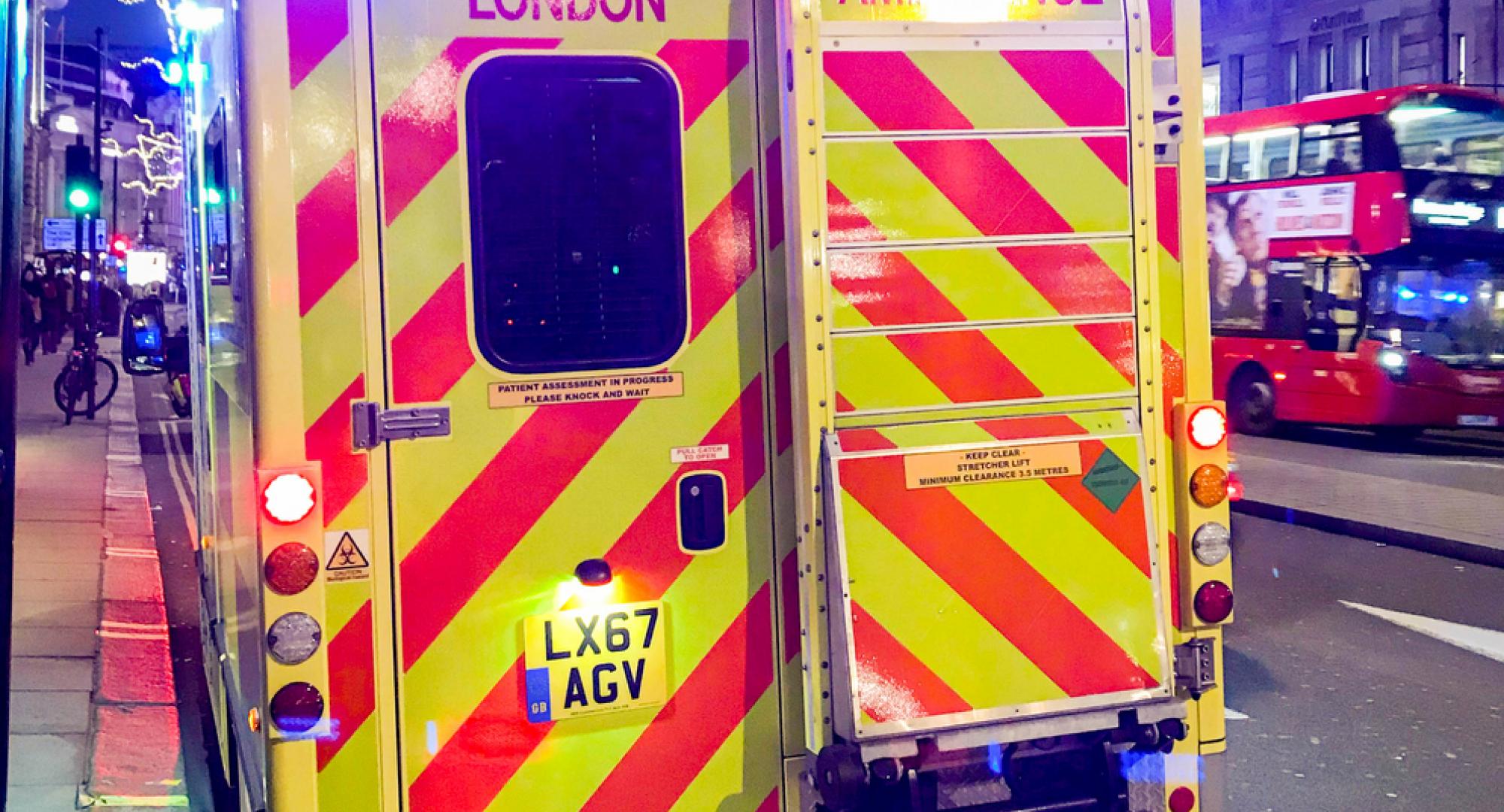Ambulance with lights on