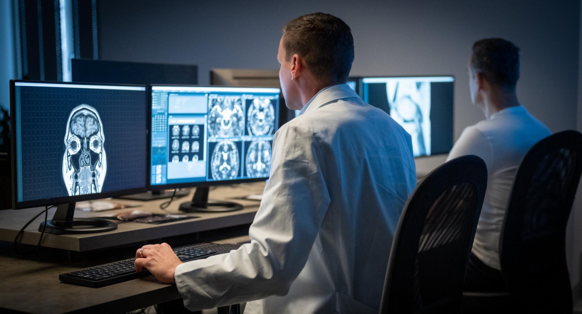 Radiologist looking at an MRI