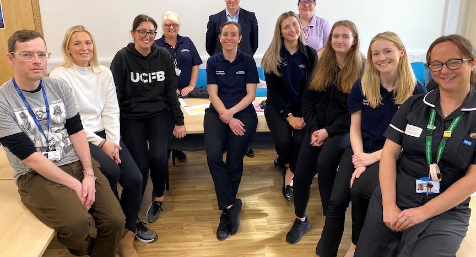 The first cohort of student nurses with Louise Croxall, CHFT’s Chief Nurse Information Officer (CNIO), far right, and Rob Birkett, CHFT’s Chief Digital and Information Officer (CDIO), back centre.