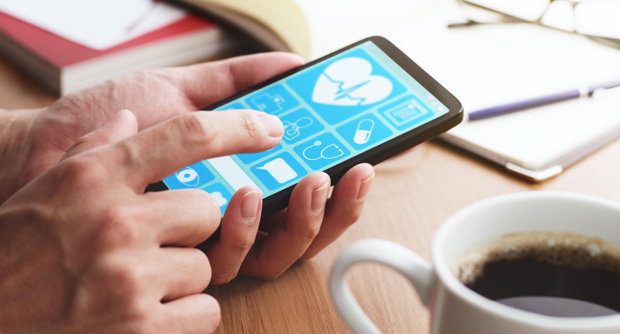 Healthcare app on digital smartphone