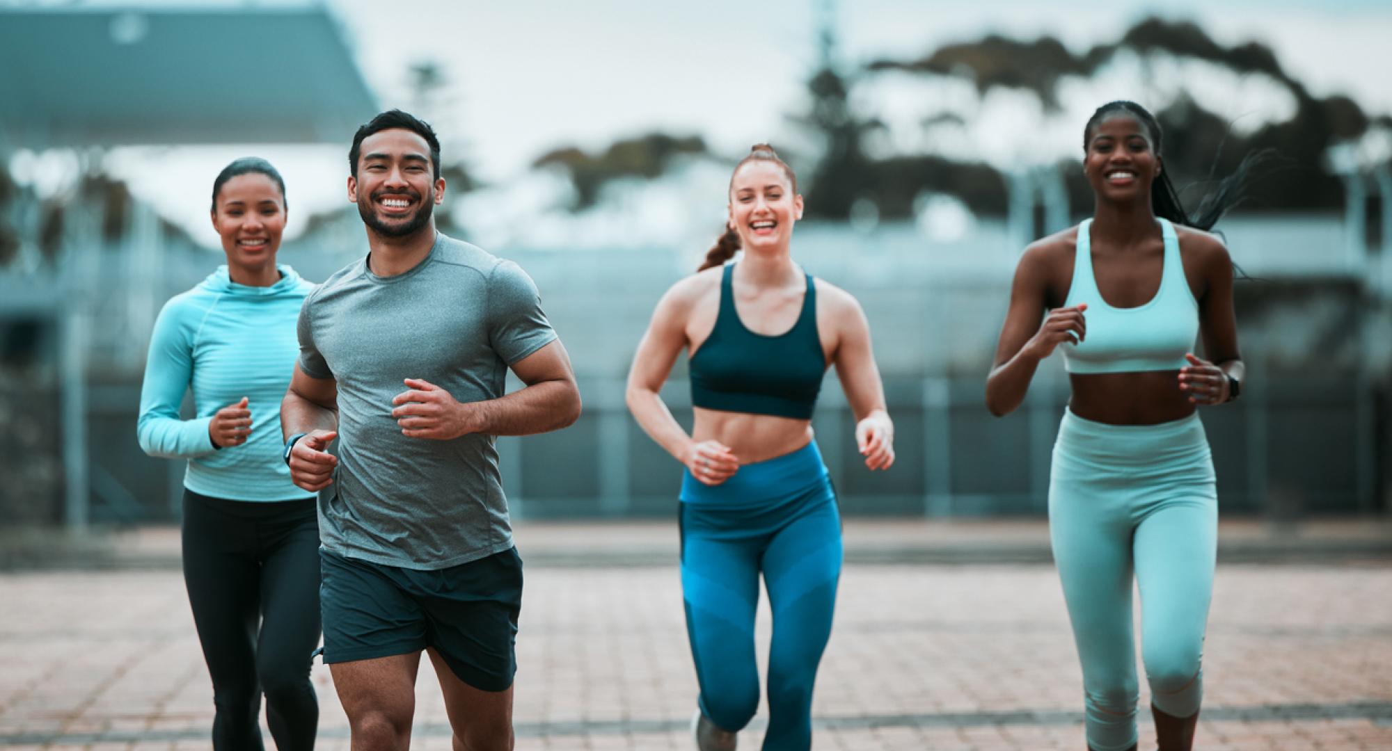 Group of people running