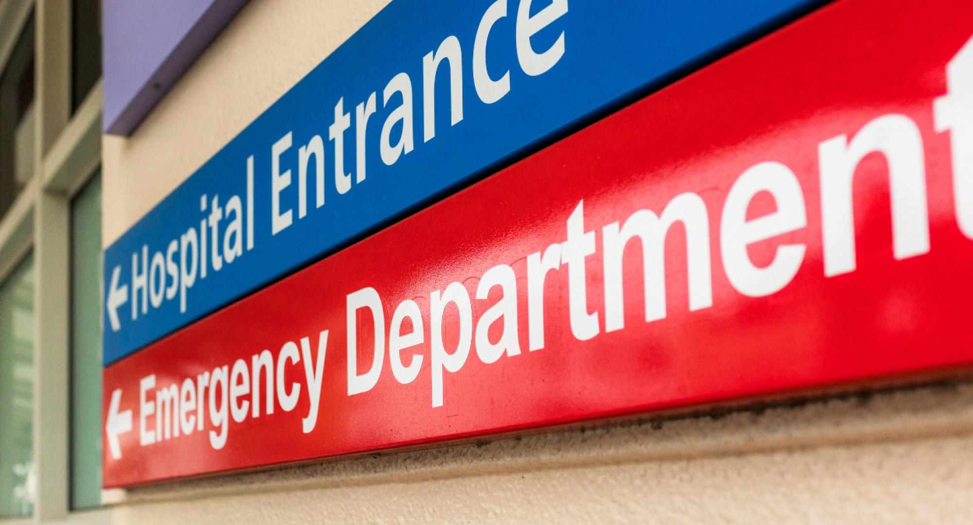 Close-up of an Emergency Department sign