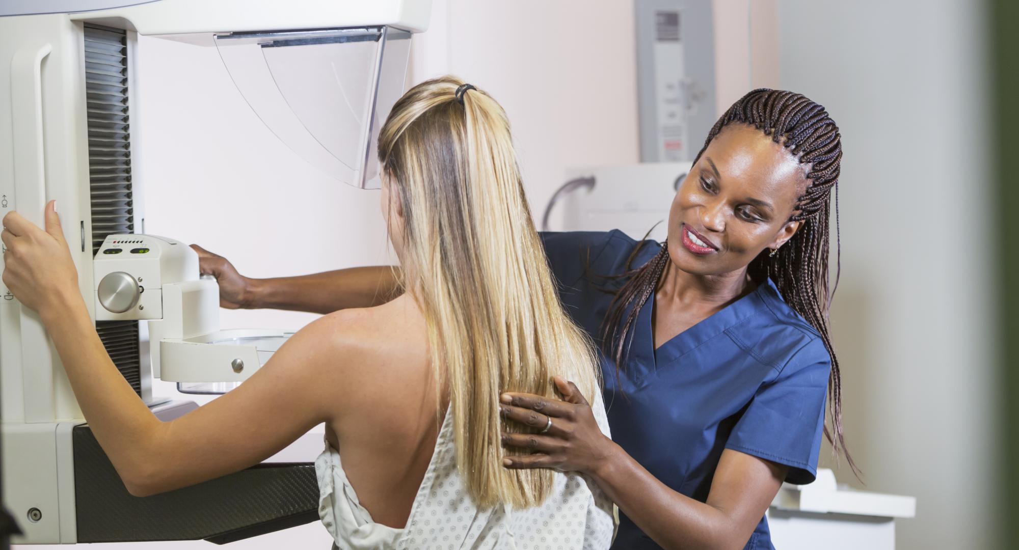 Woman having a mammogram