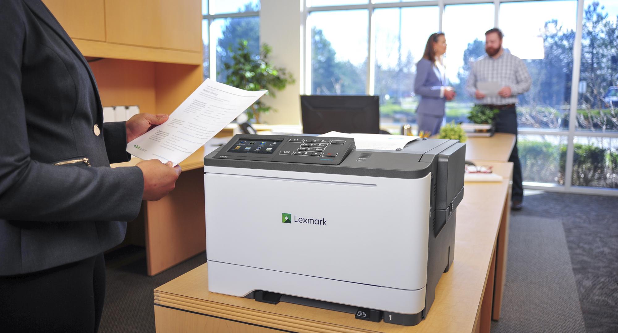 Woman using a printer