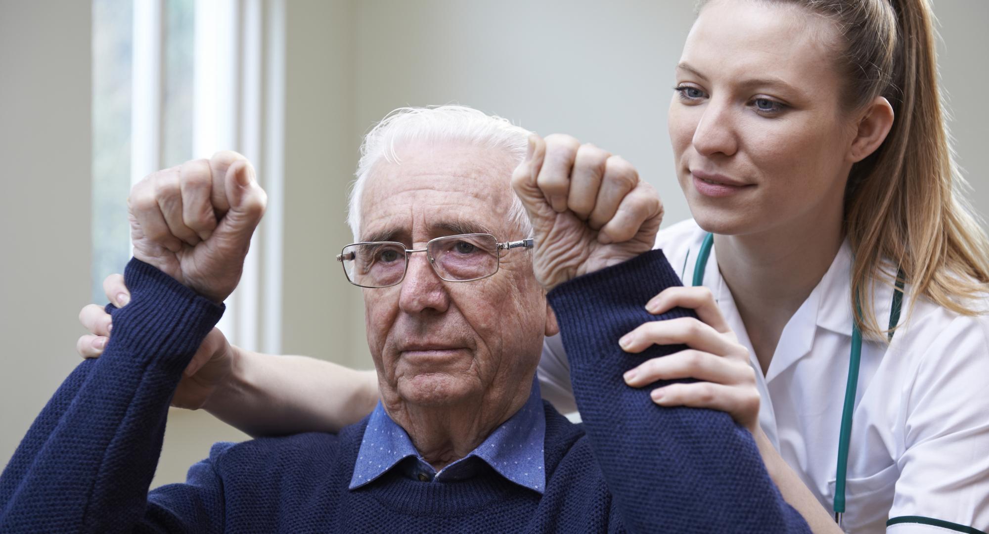 Stroke victim with nurse