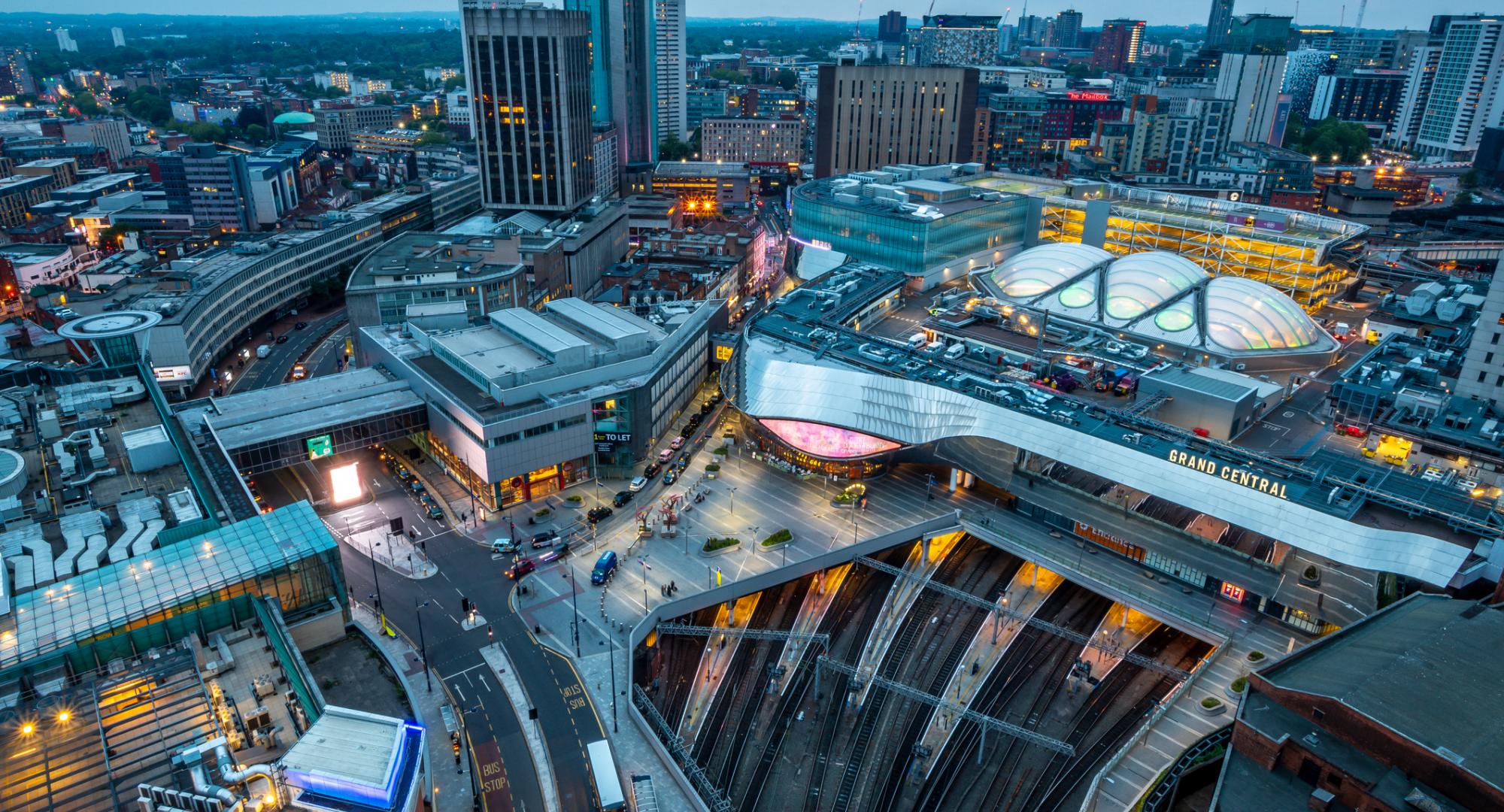 Aerial view of the city of Birmingham